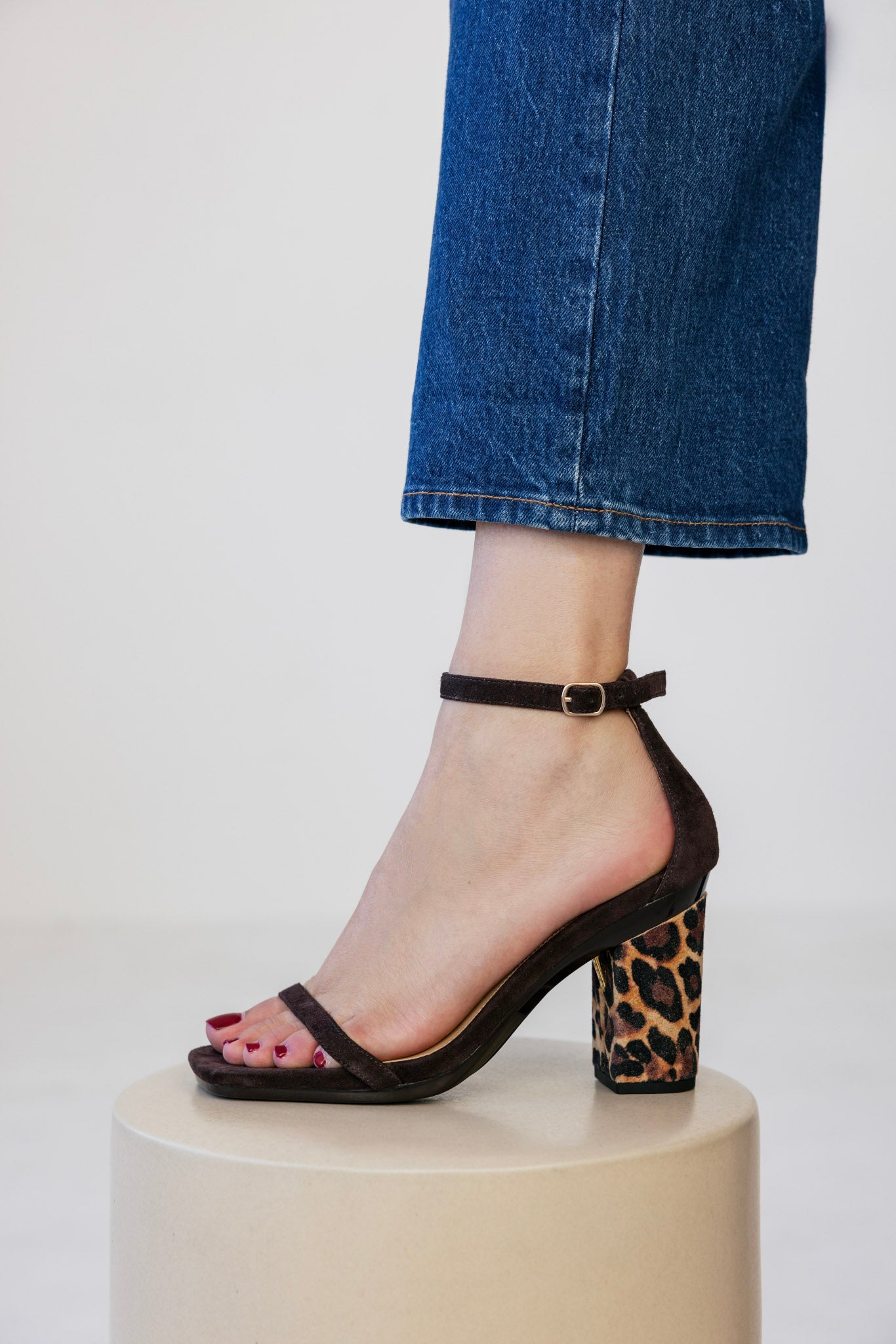 Block Heel Kit 3 Coal Leopard Suede