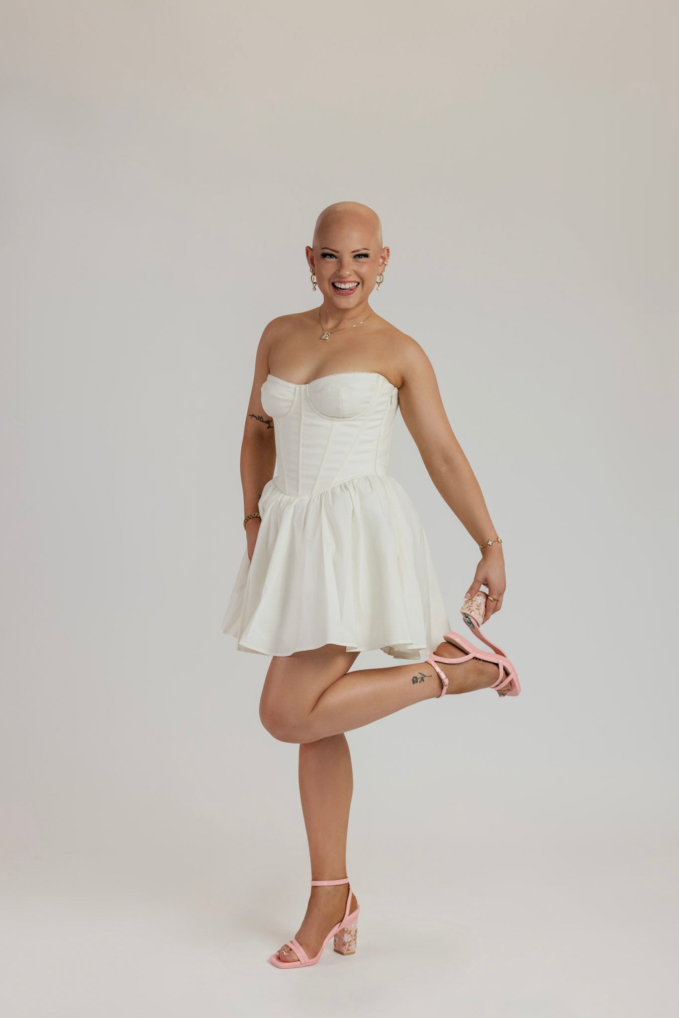 Block Heel Kit 4 Blush Gold Floral Embroidery