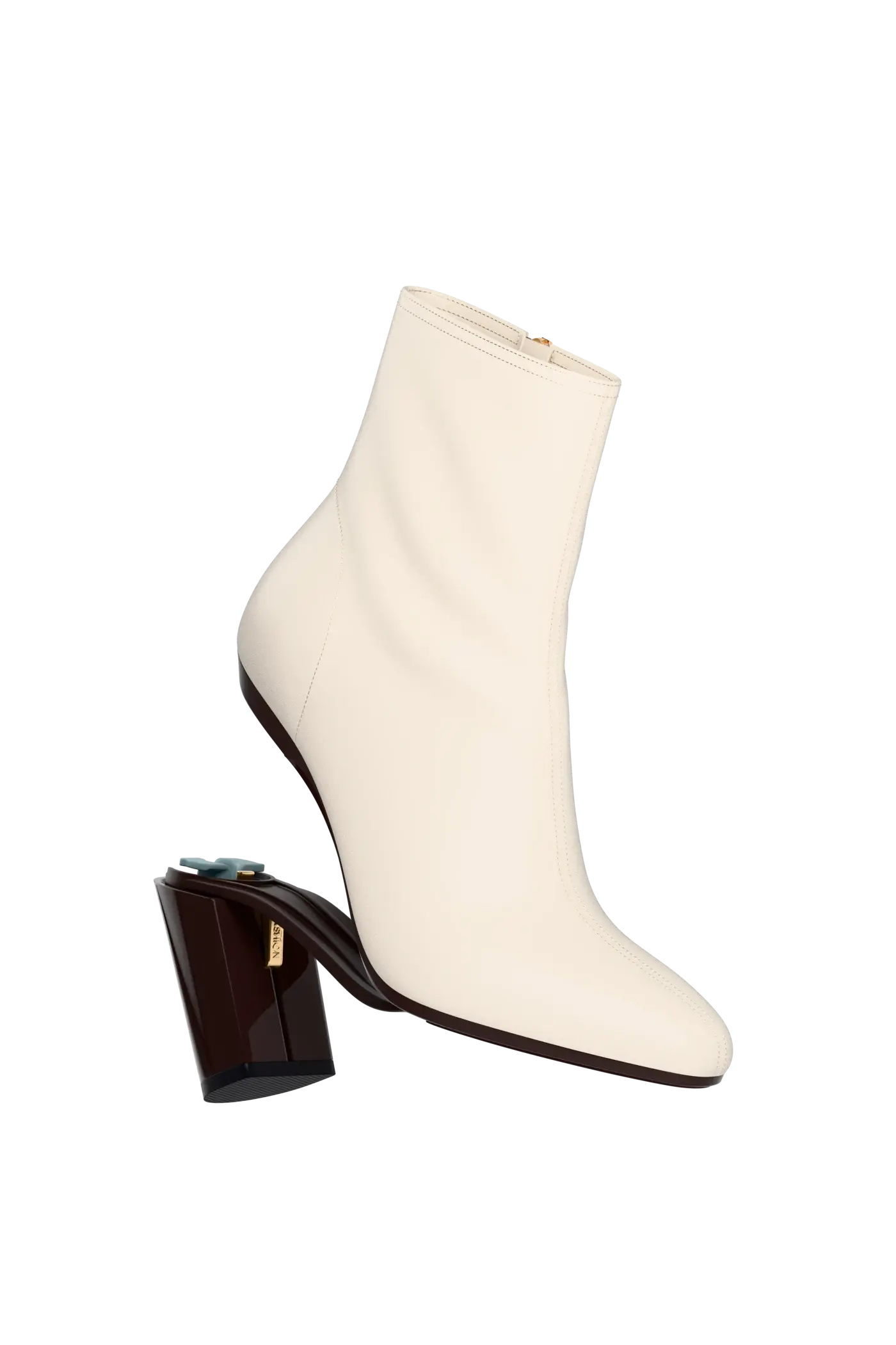 The Amy Bootie - Ivory Leather 4 Block
