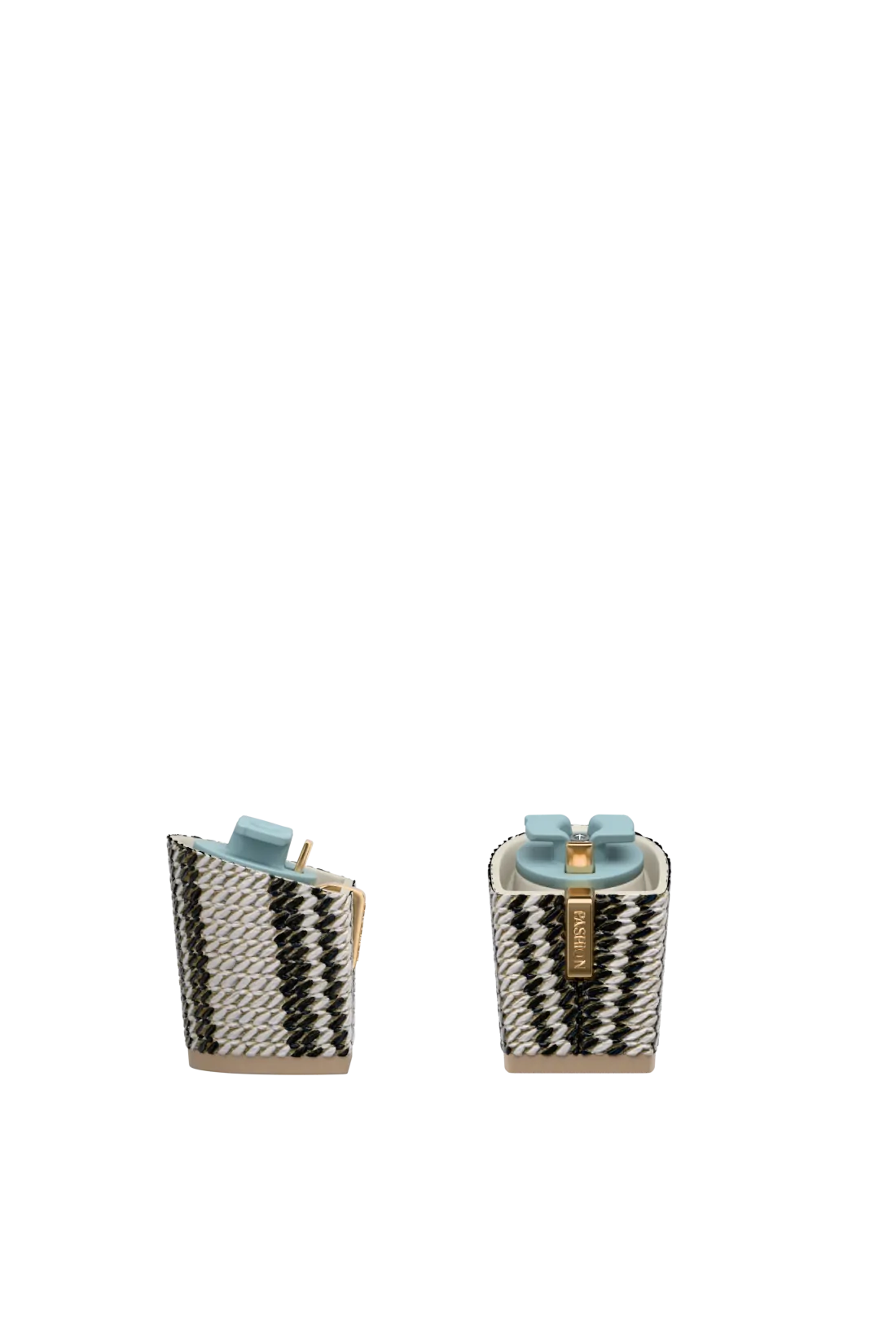 Block Heel Kit 3 Black & White Raffia