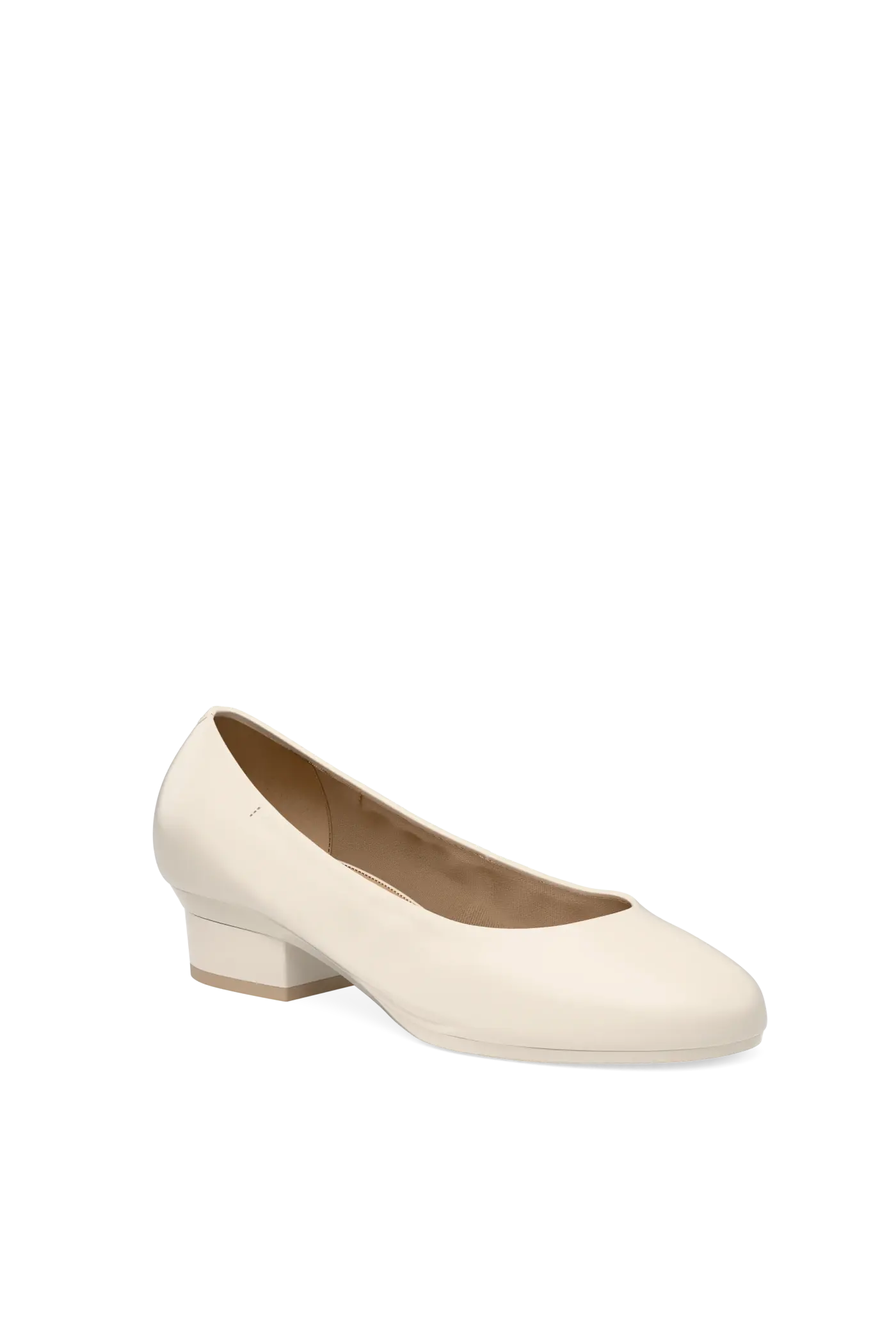 The Ballet Pump - Ivory Leather 4 Block - Final Sale