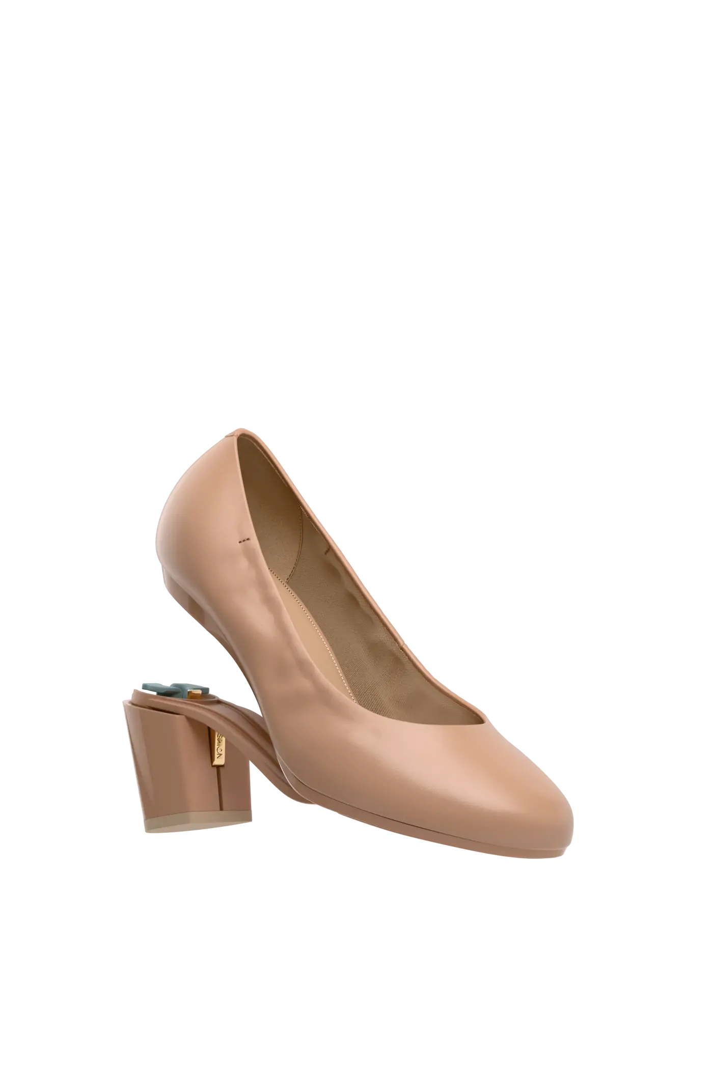 The Ballet Pump - Latte Stretch Leather 3 Block - Final Sale