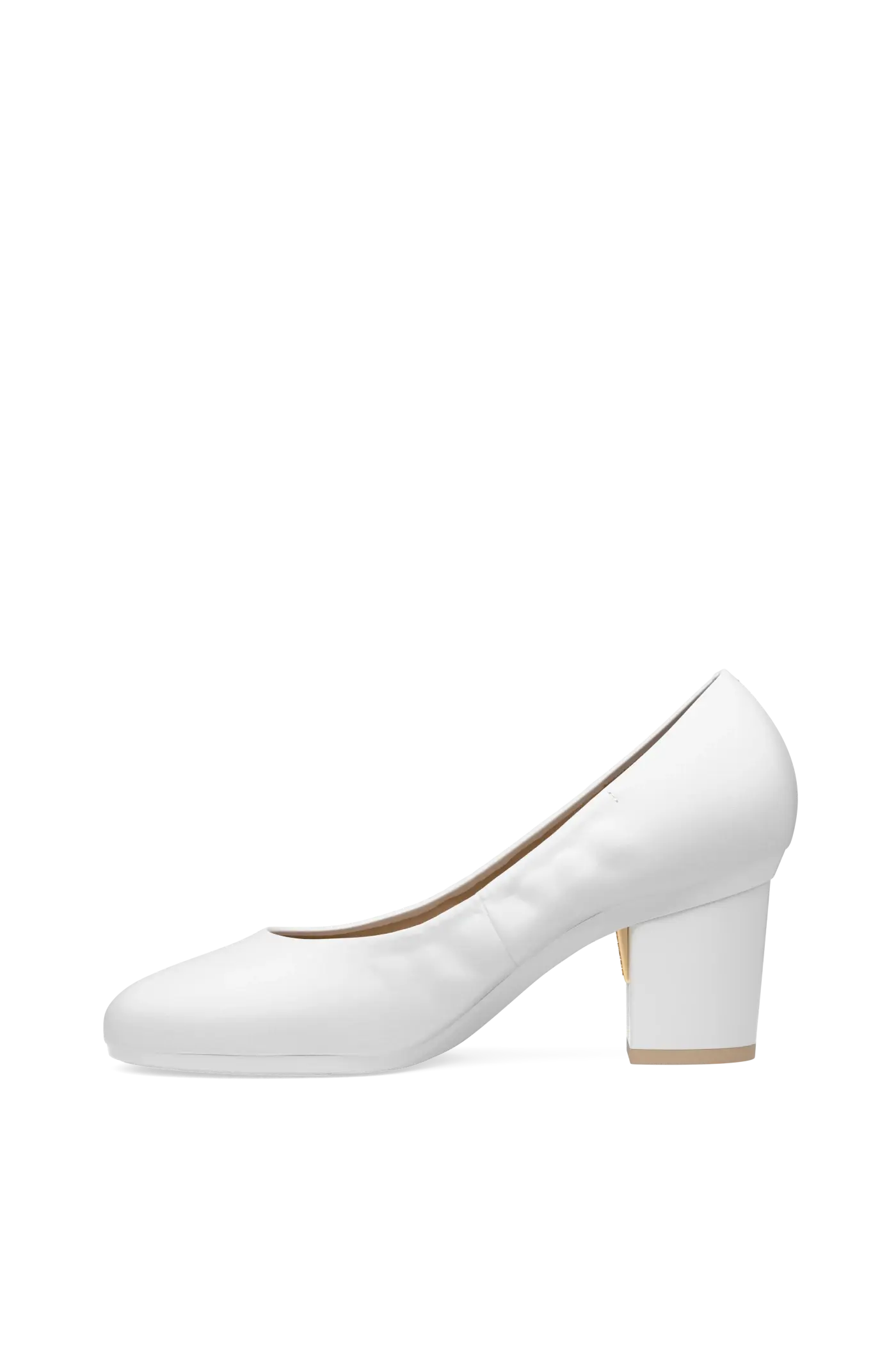 The Ballet Pump - White Leather 3 Block - Final Sale