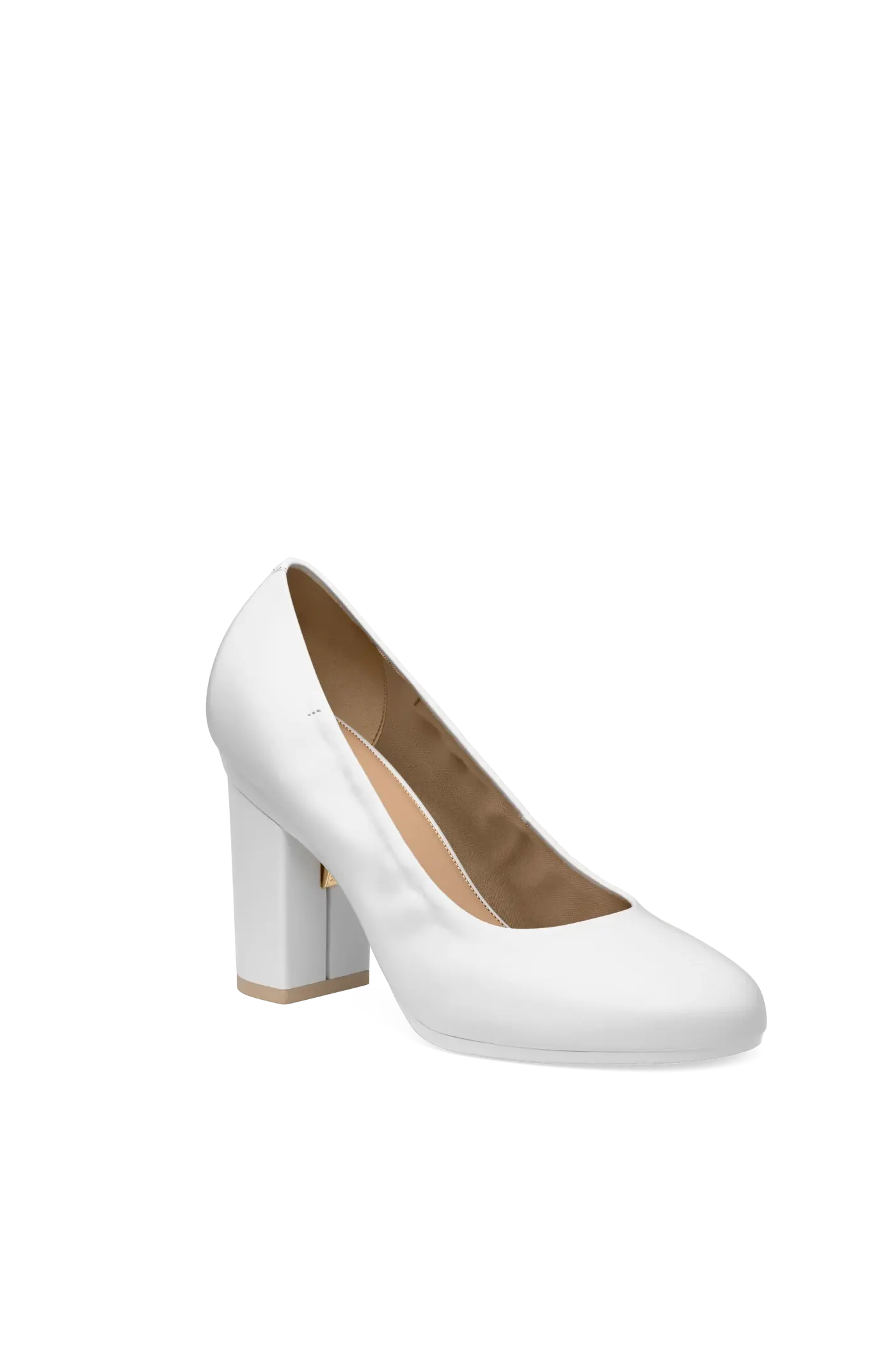 The Ballet Pump - White Leather 4 Block - Final Sale