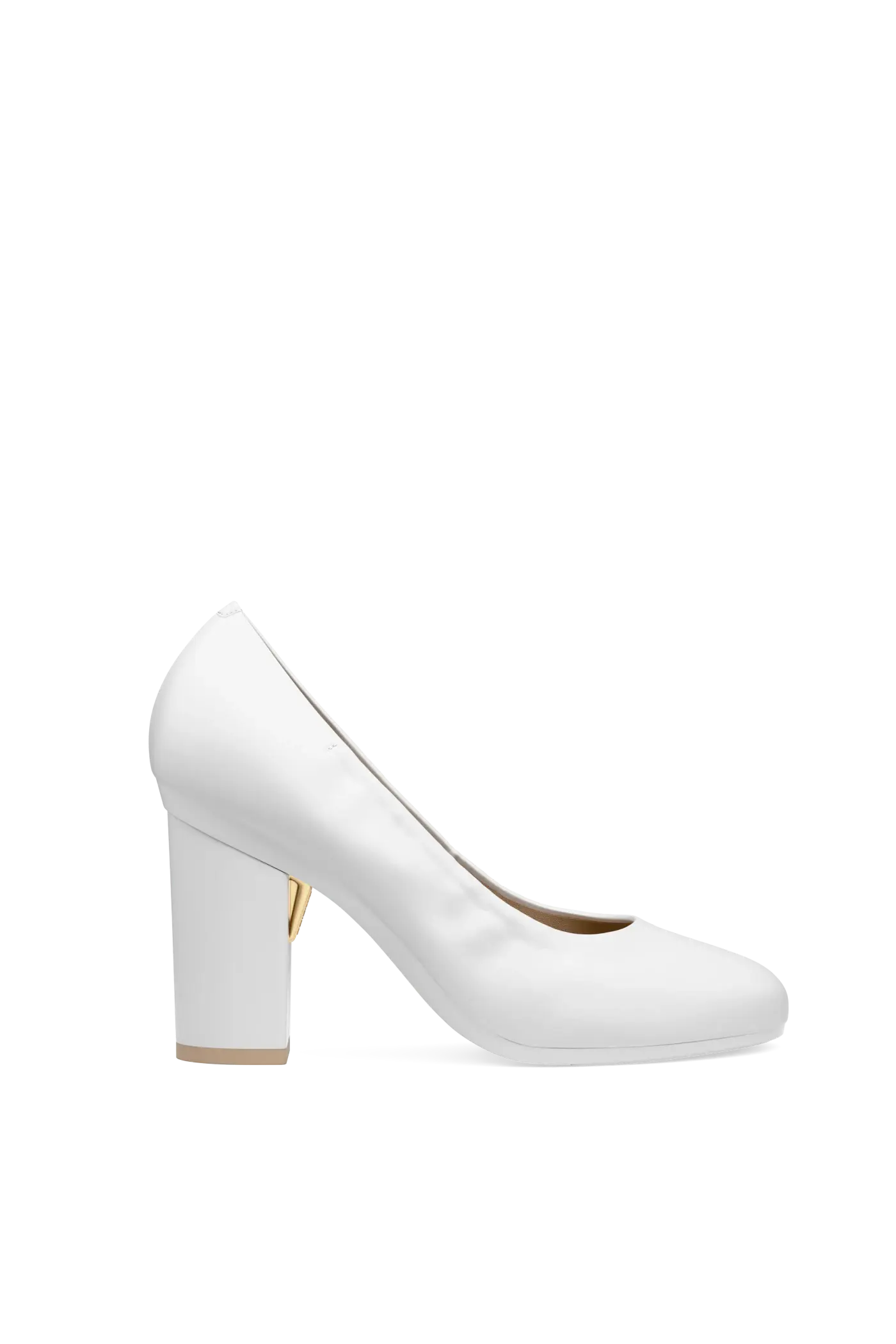 The Ballet Pump - White Leather 4 Block - Final Sale