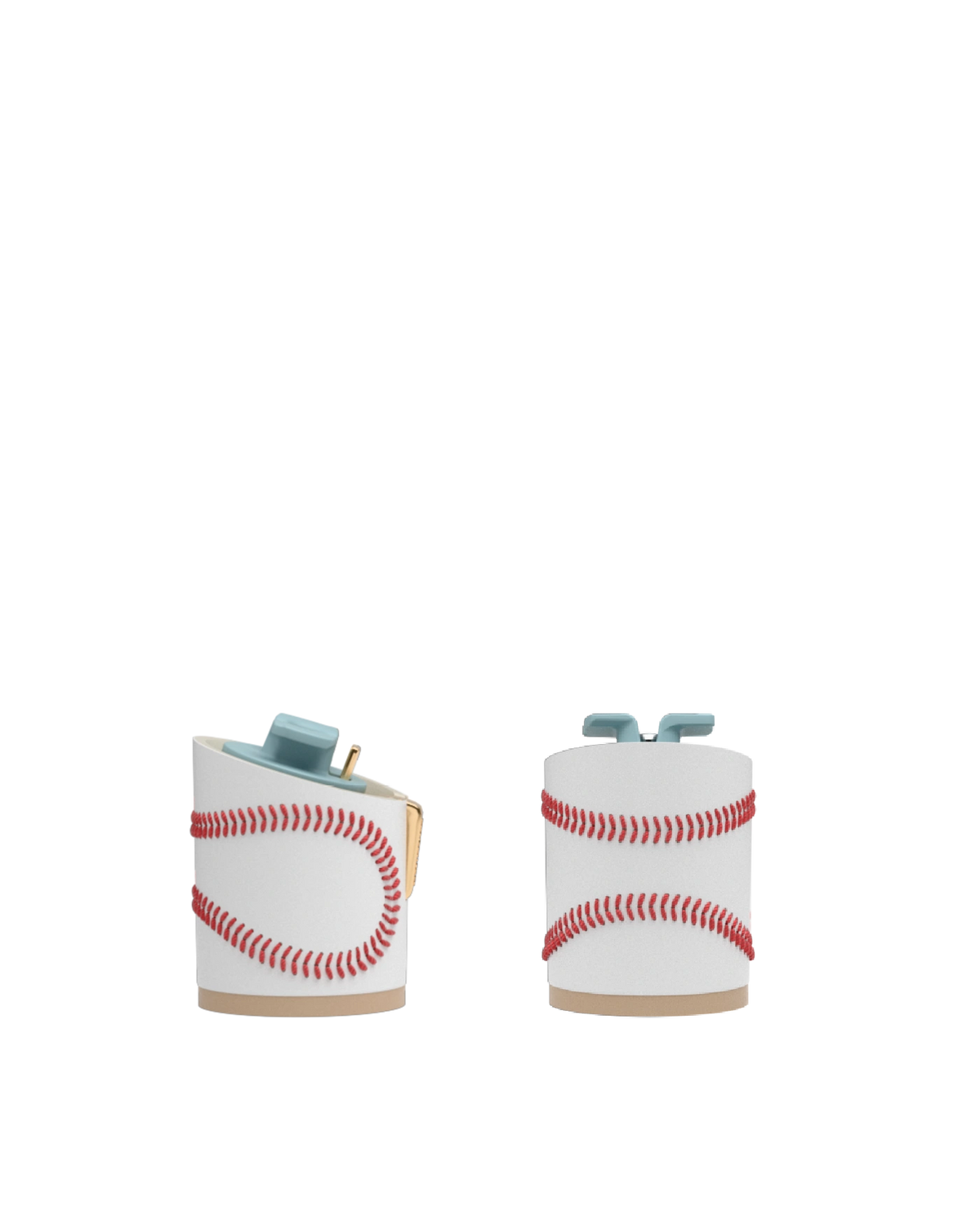 Cylinder Block Heel Kit 3 Baseball, back view. Pashion convertible heels go from heel to flat and are customizable with interchangeable heel kits.