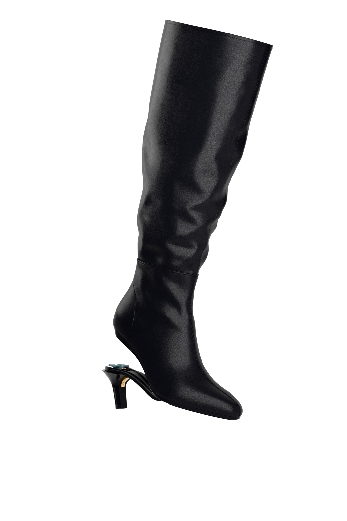 The Blake Boot Wide Calf - Coal Leather 3 Stiletto