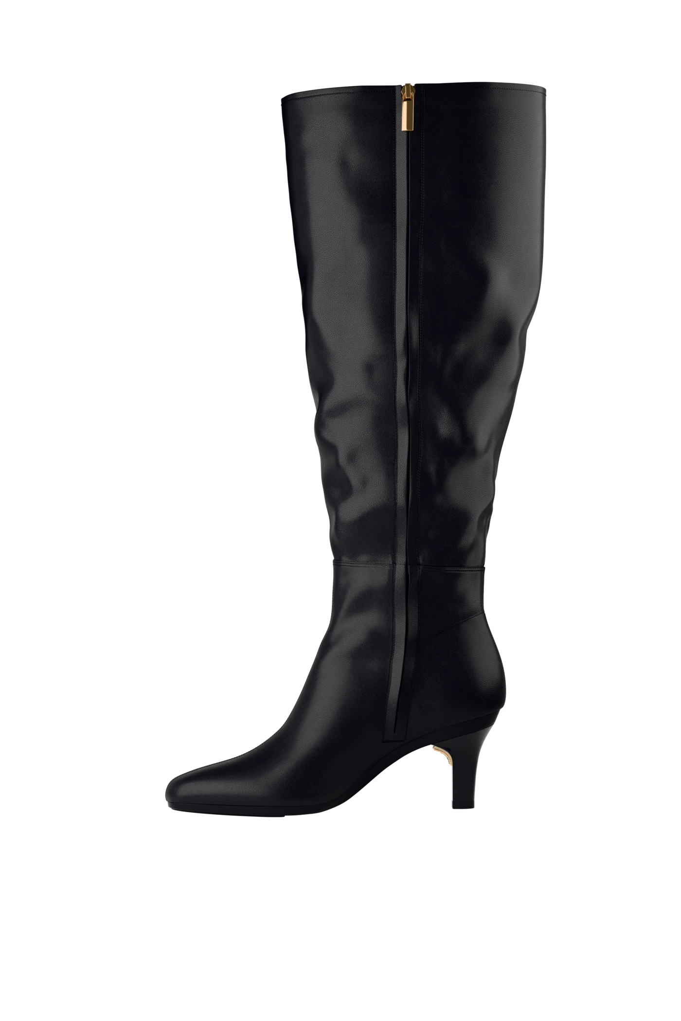 The Blake Boot Wide Calf - Coal Leather 3 Stiletto