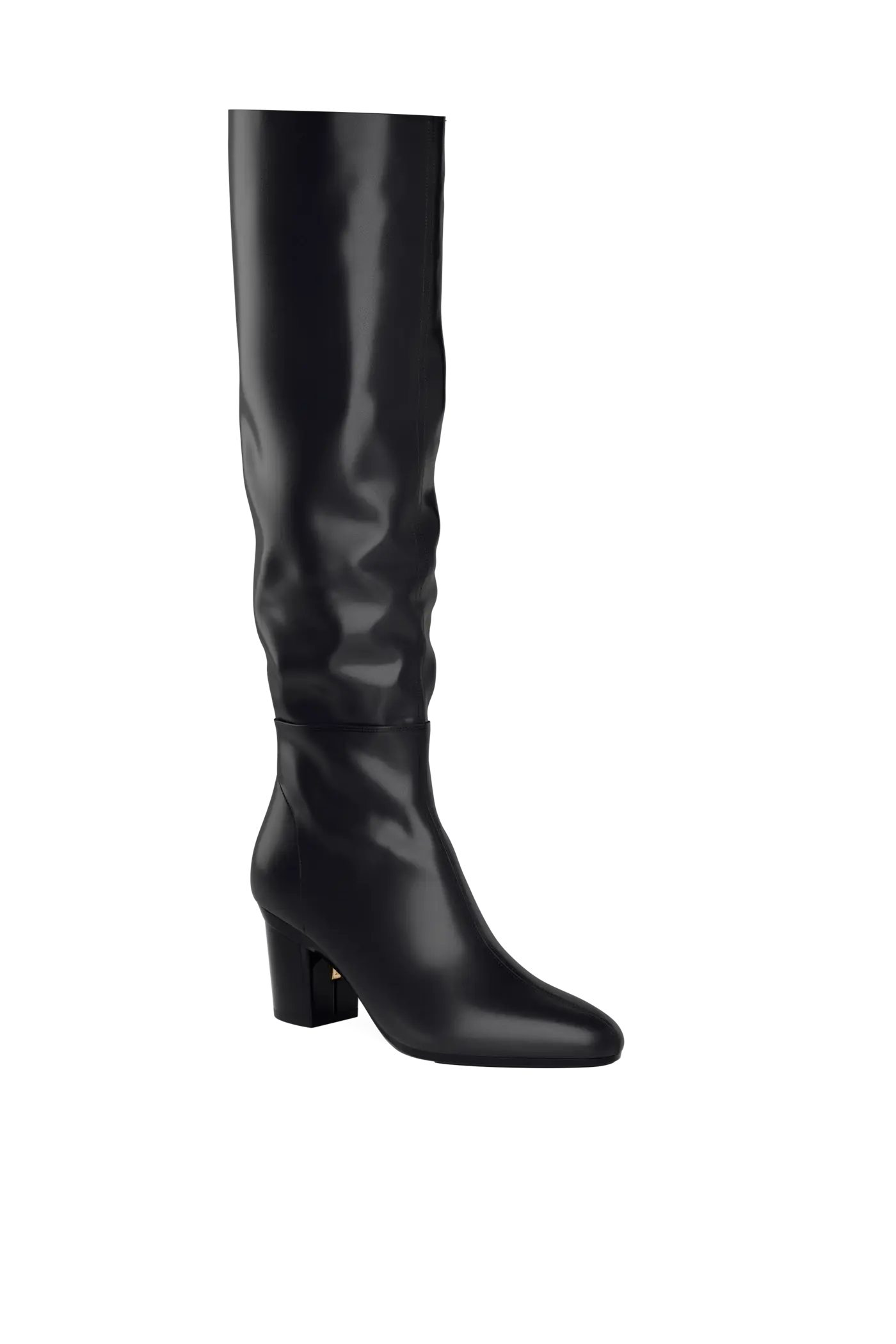 The Blake Knee High Boot - Coal Leather 3 Block