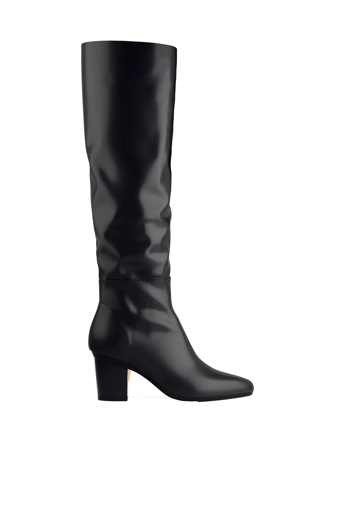 The Blake Knee High Boot - Coal Leather 3 Block