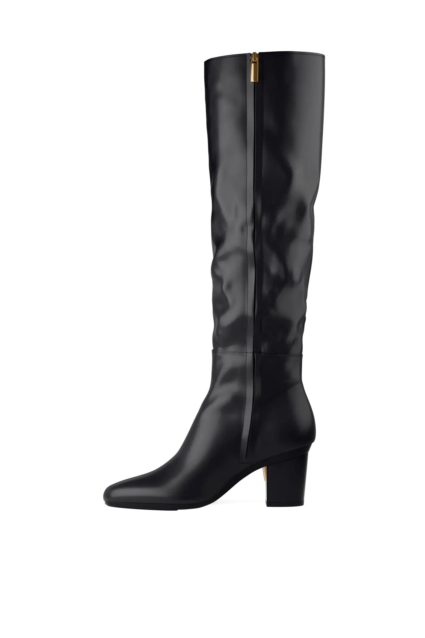 The Blake Knee High Boot - Coal Leather 3 Block