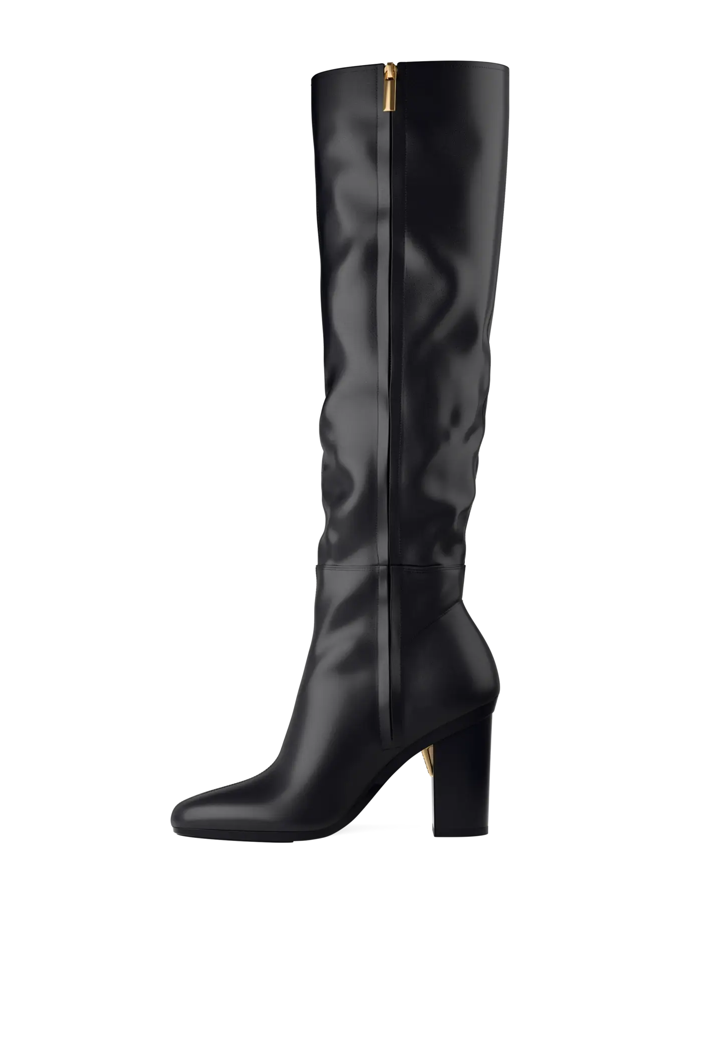 The Blake Knee High Boot - Coal Leather 4 Block