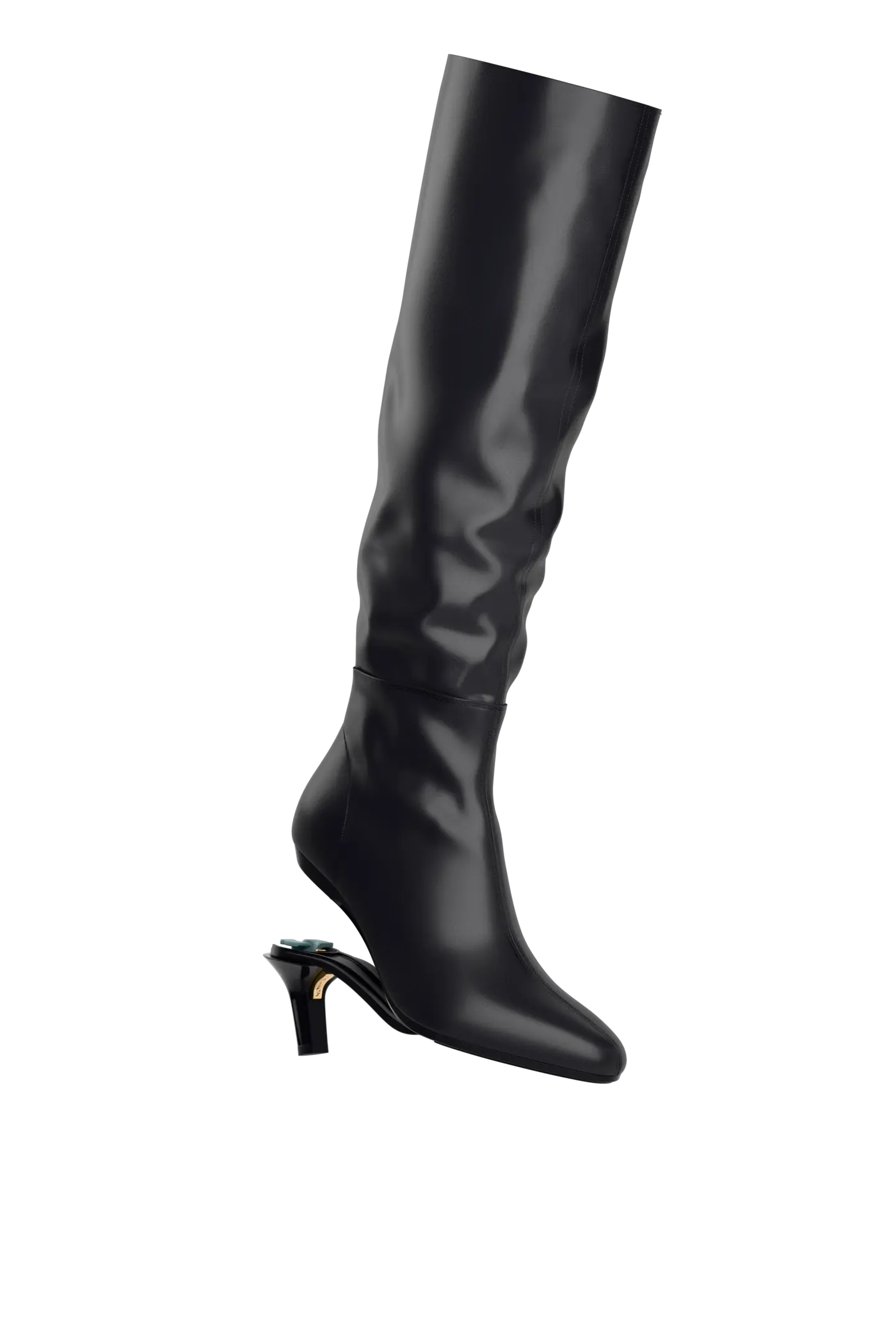 The Blake Knee High Boot - Coal Leather 3 Stiletto