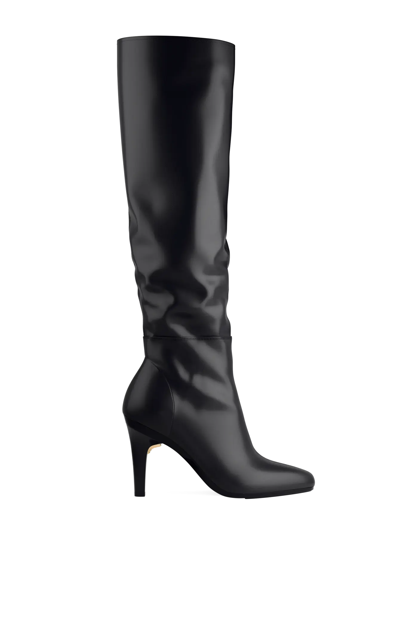 The Blake Knee High Boot - Coal Leather 4 Stiletto