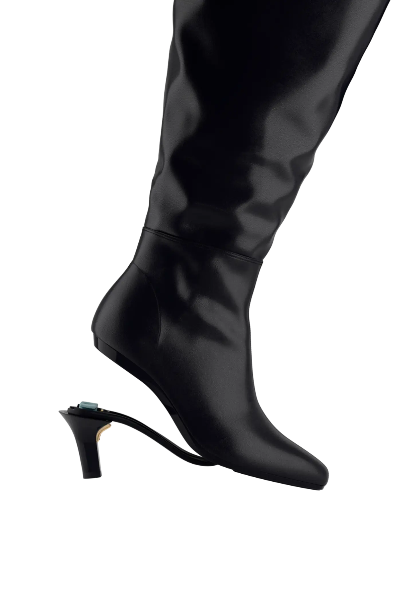 The Blake Boot Wide Calf - Coal Leather 3 Stiletto
