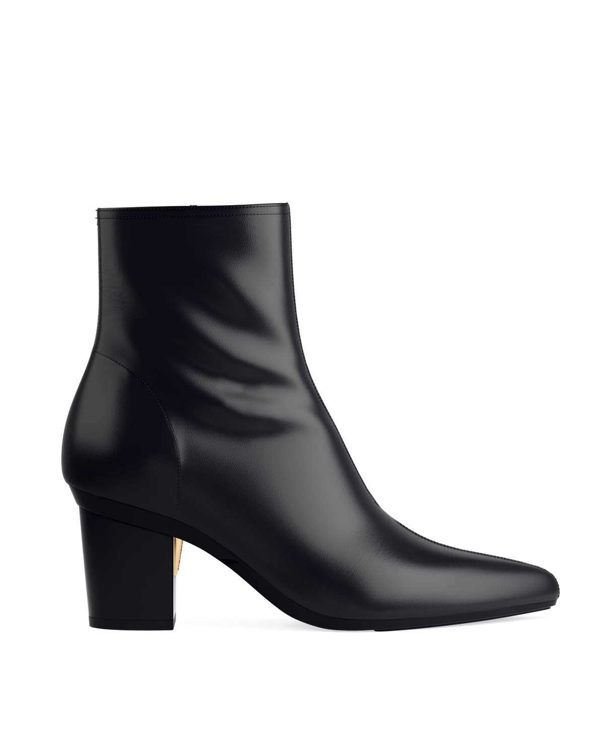 The Bootie - Coal Black Leather 3 Block