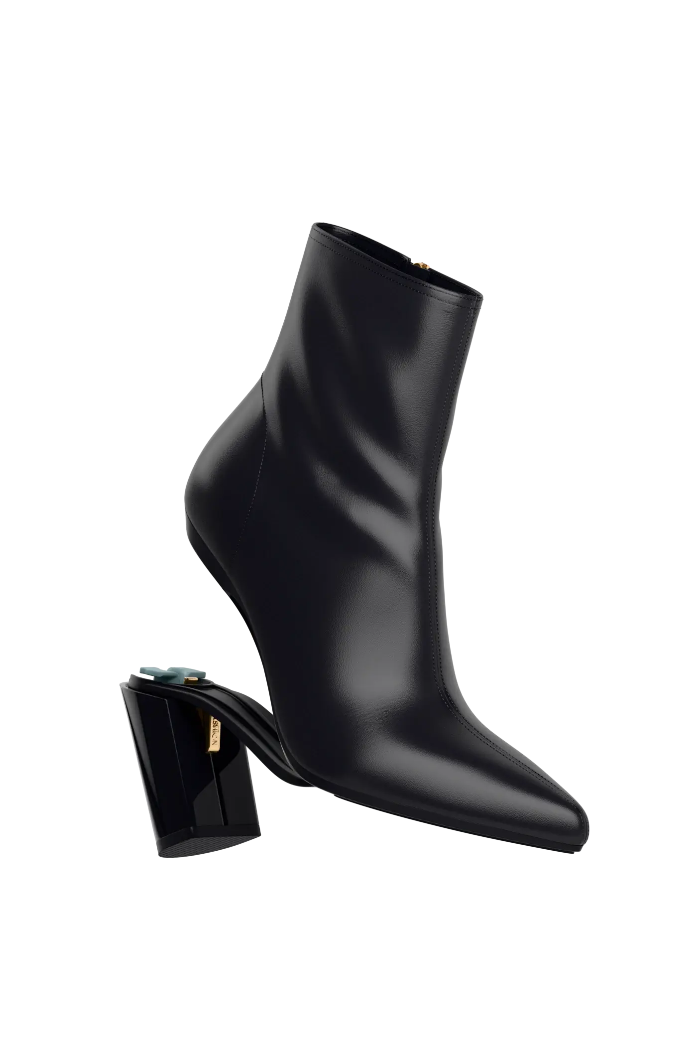The Bootie - Coal Stretch Leather 4 Block