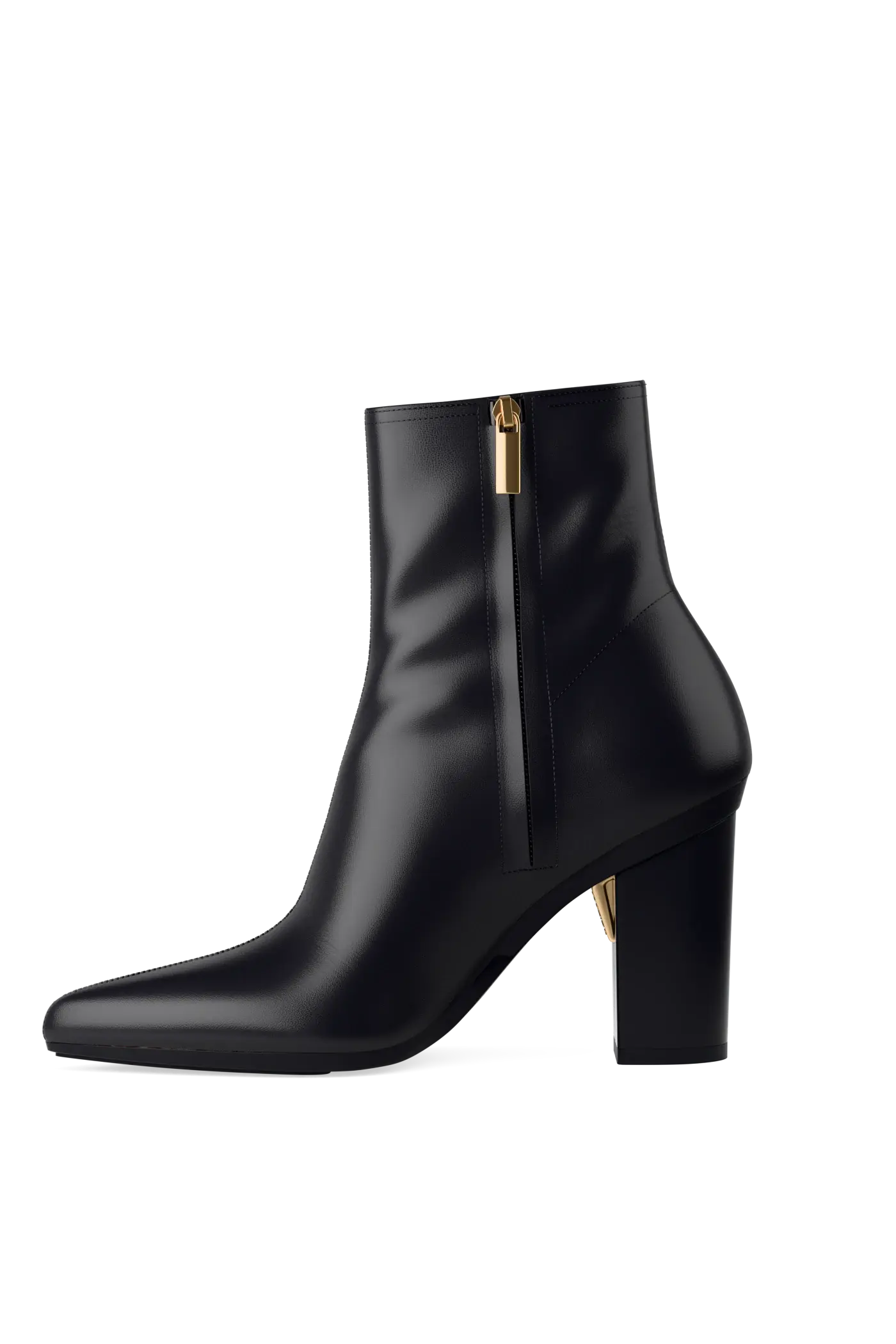 The Bootie - Coal Stretch Leather 4 Block