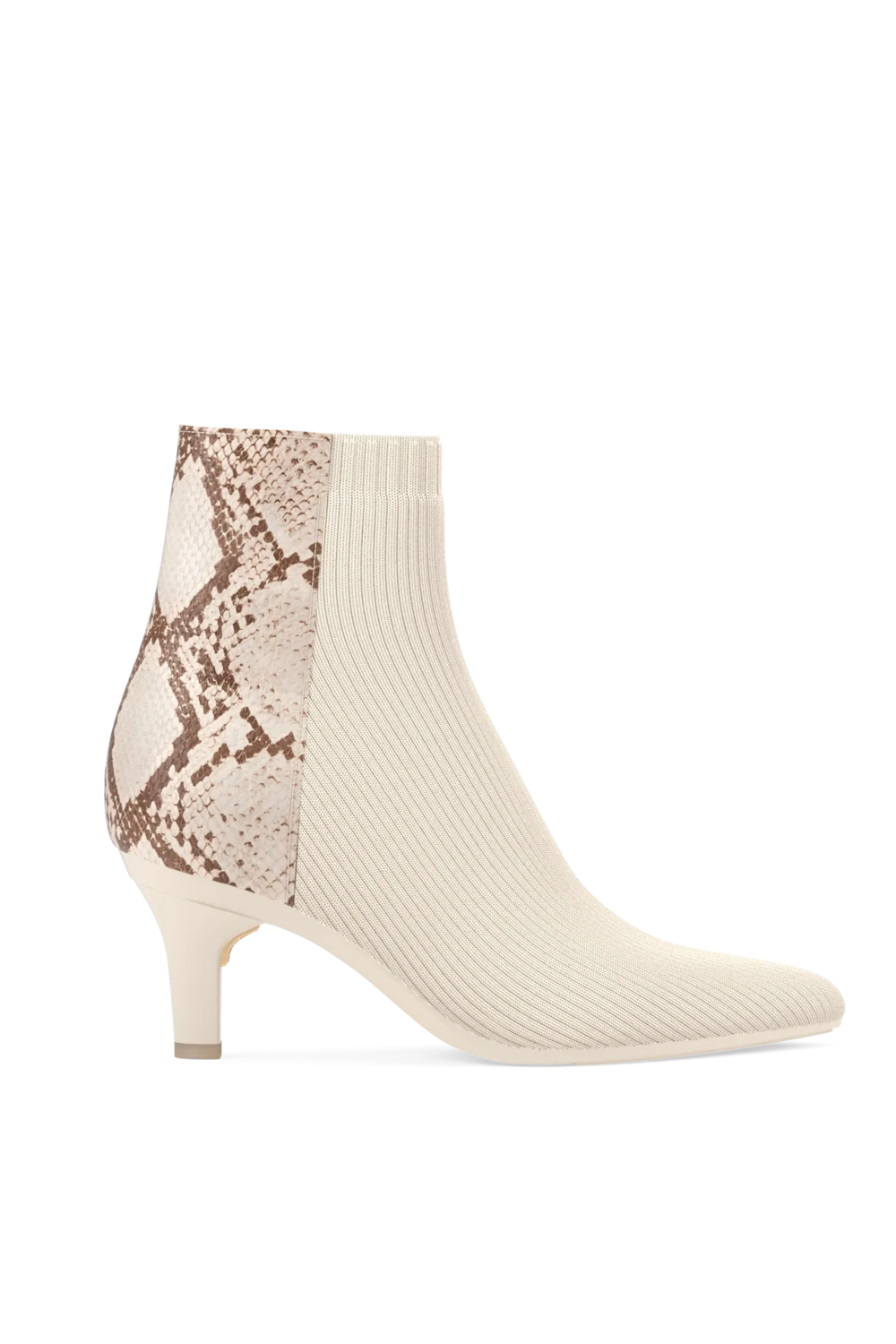 The Bootie - Ivory Snakeskin & Knit 3 Stiletto