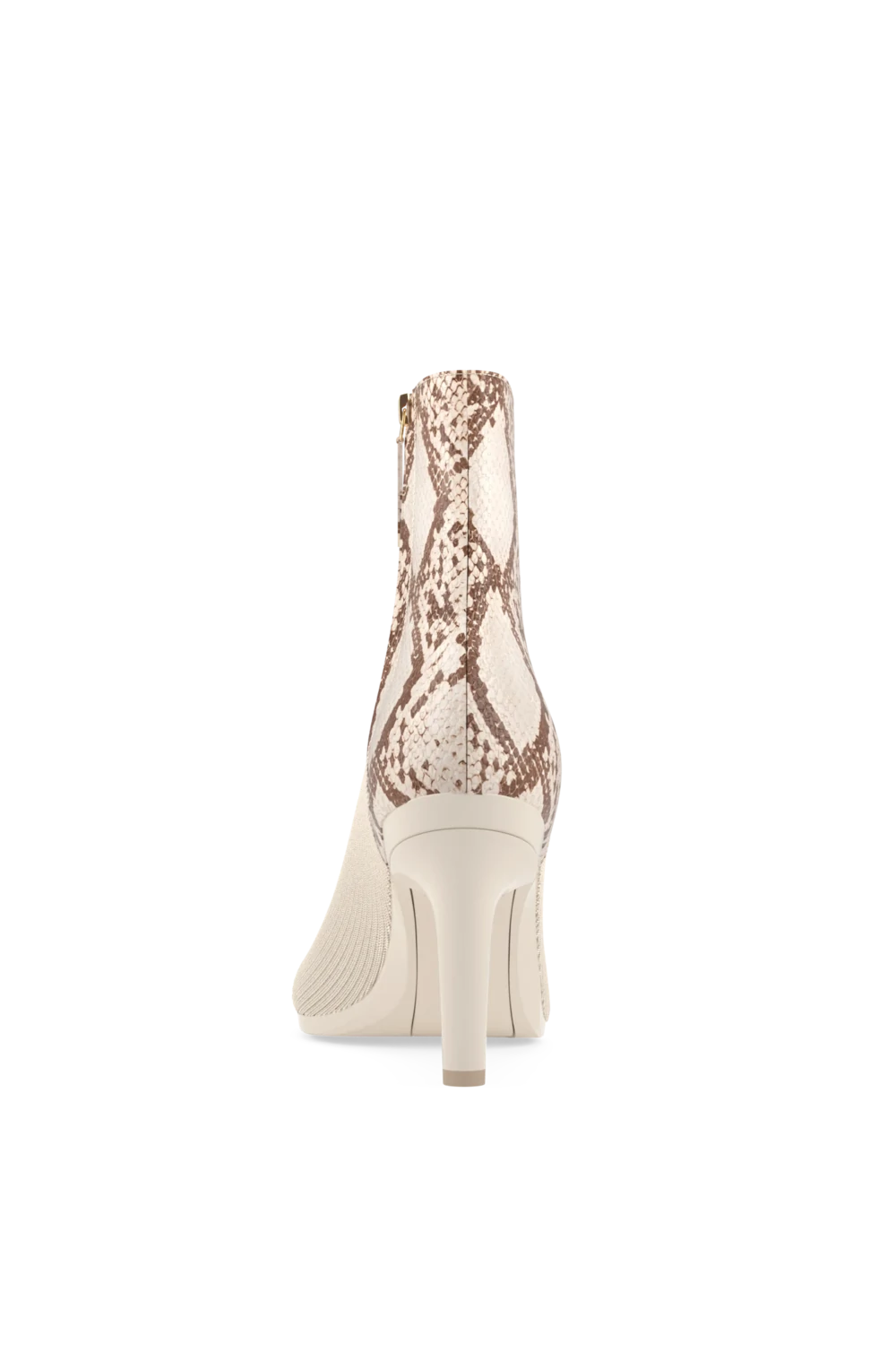 The Bootie - Ivory Snakeskin & Knit 4 Stiletto