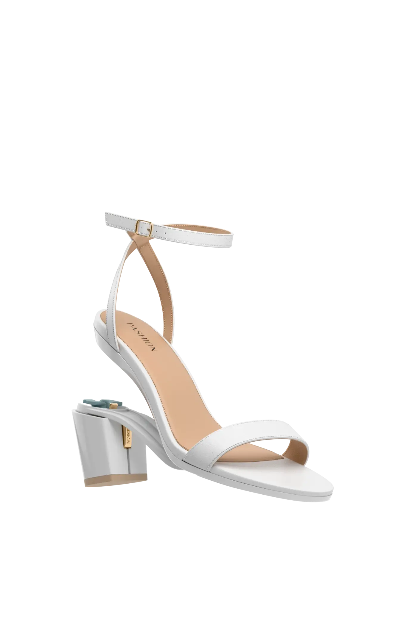 The Brenna - White Leather + Block Heel Kit 3 White