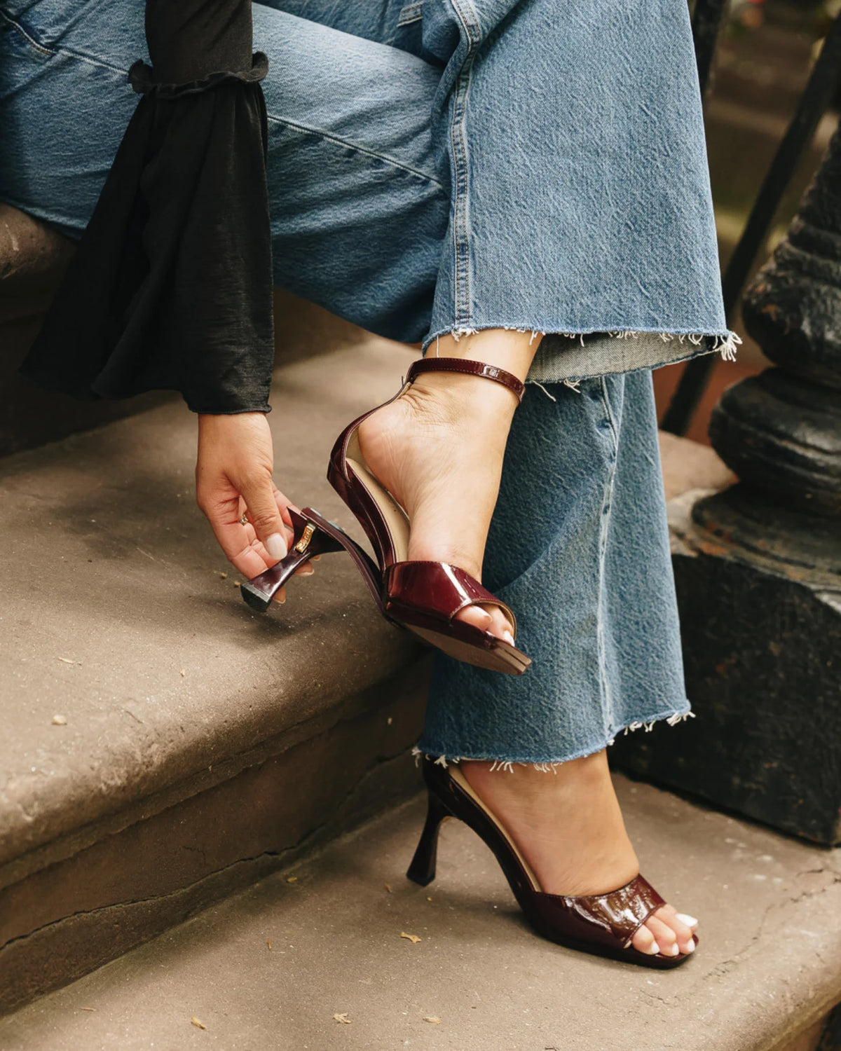 The Brooke Pump - Cherry Mocha Patent 3 Block