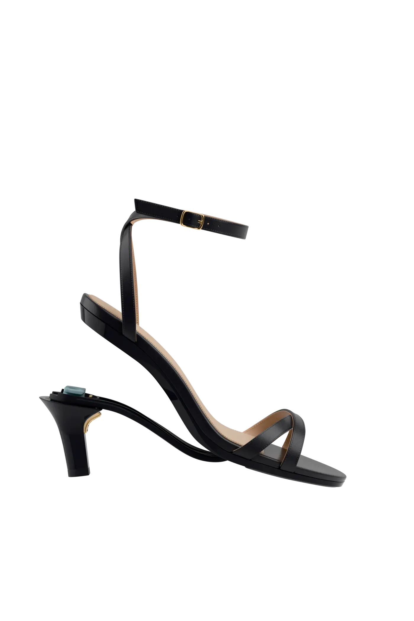 convertible black open toe strappy sandal with open heel kitten heel