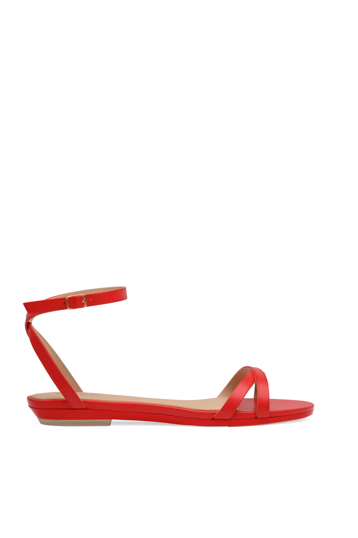 The Brynn - Cherry Red Leather Flat