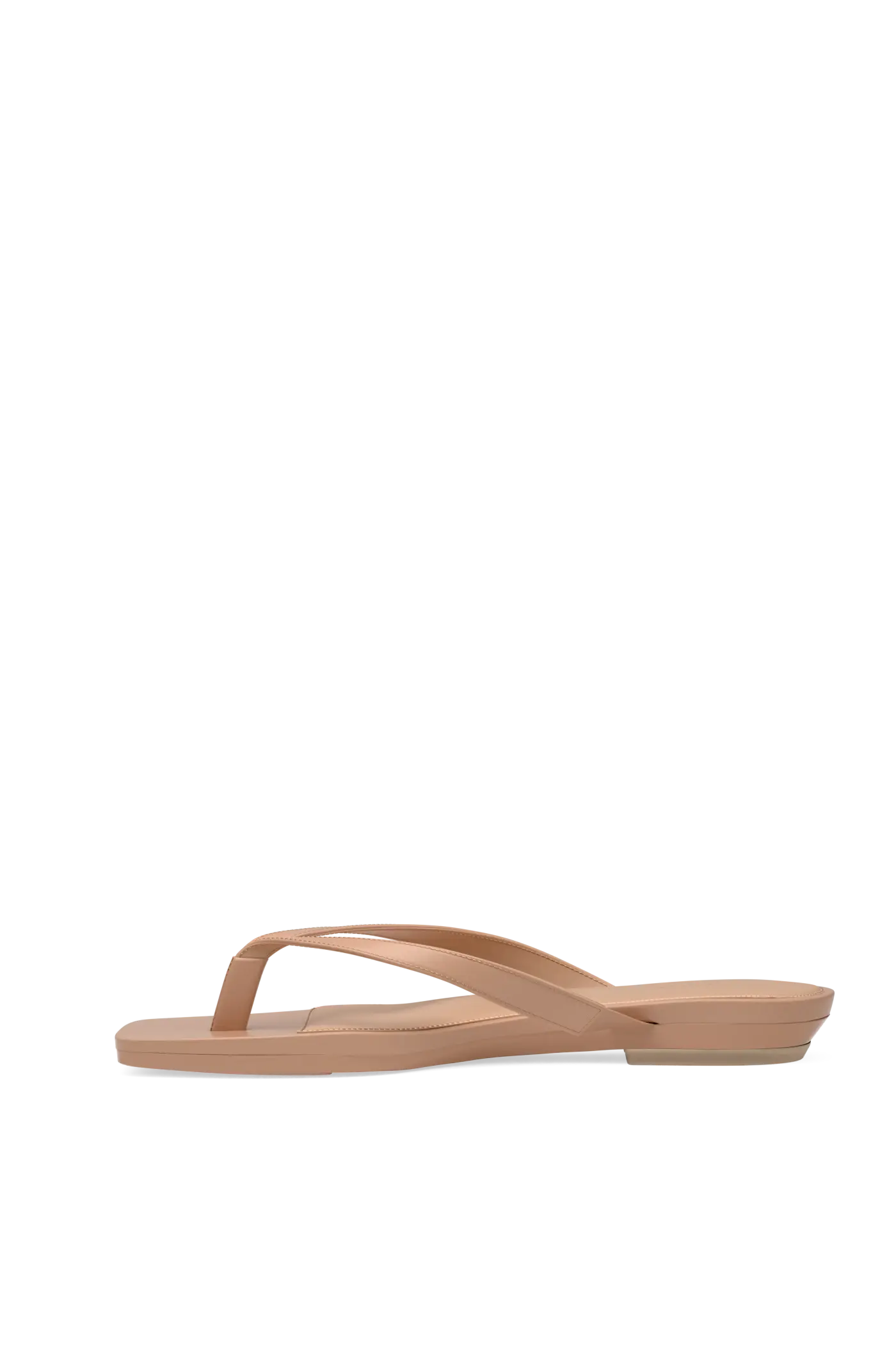 tan open toe thong style flat sandal