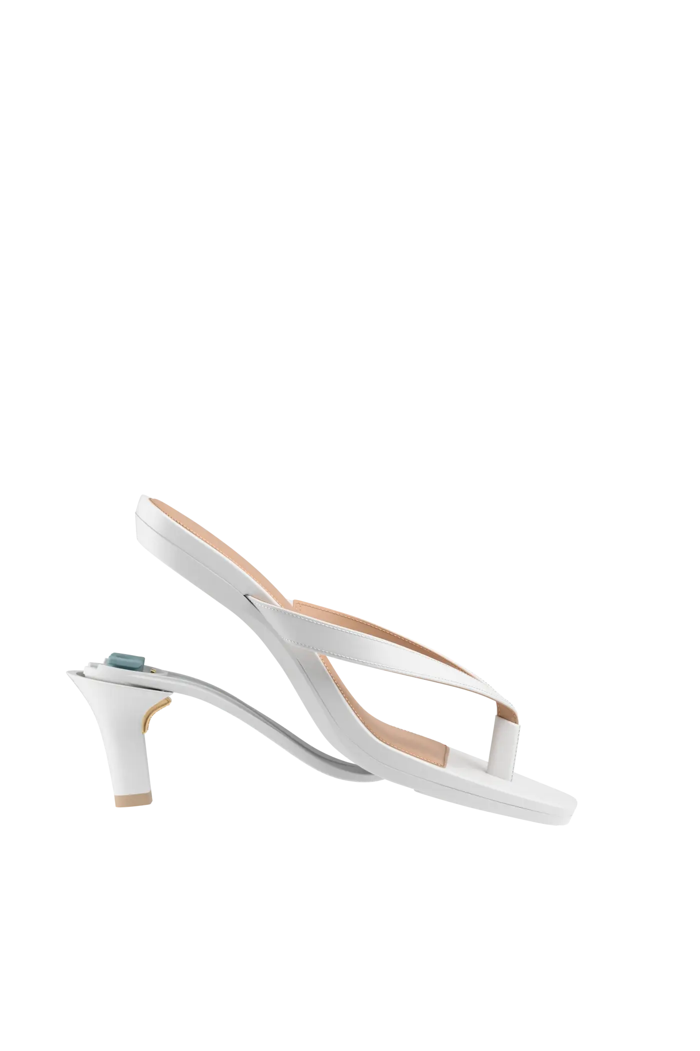 white open toe thong style high heel sandal with stiletto heel