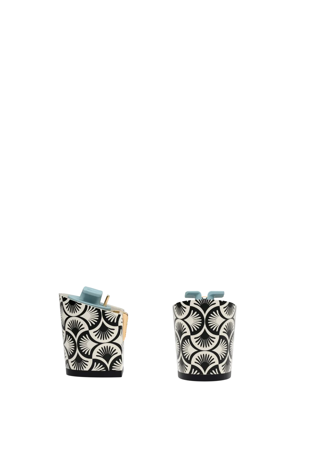 pair of block heel kit with black and white deco print