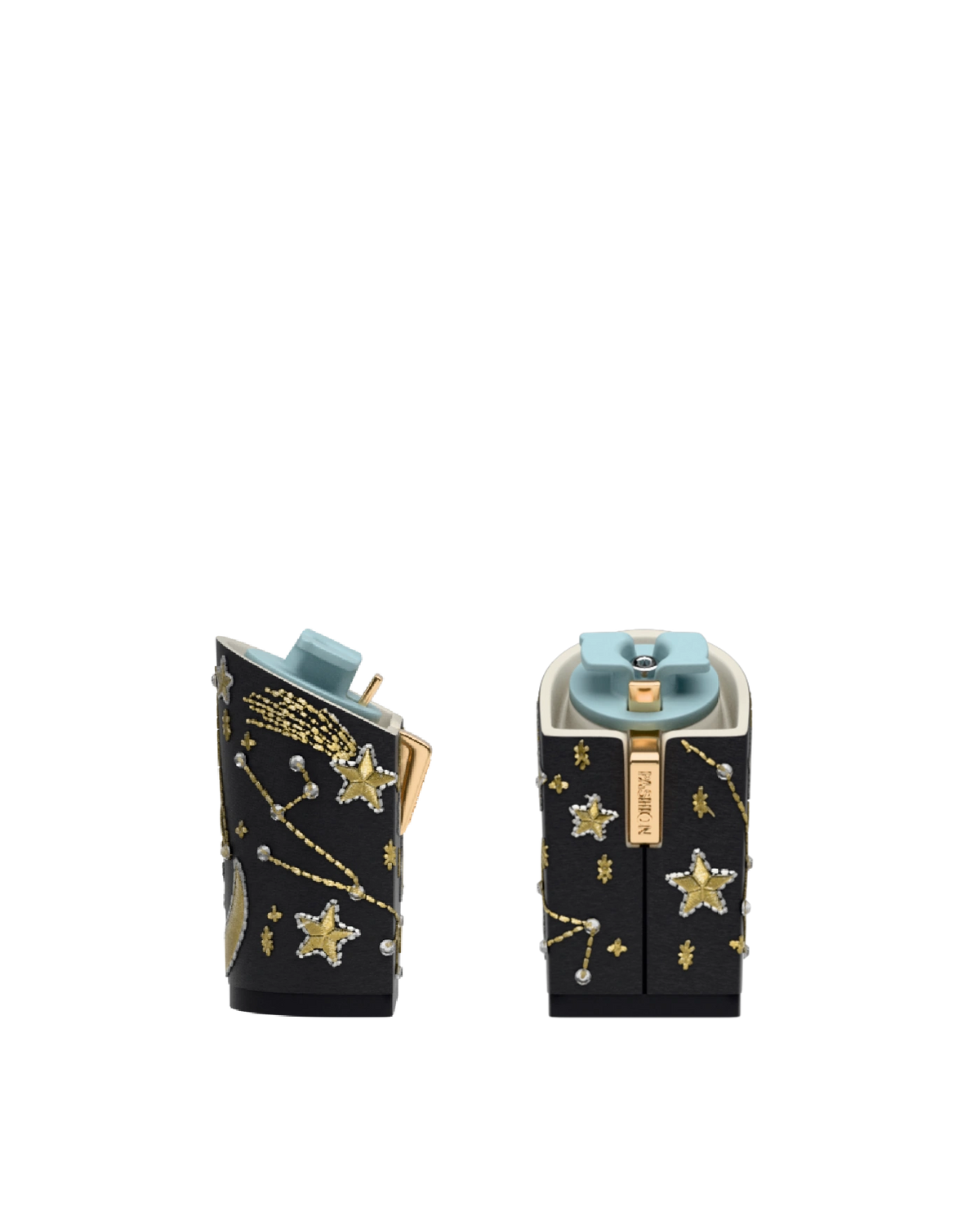 Block Heel Kit 4 Coal Constellation Embroidery, 4-inch interchangeable block heel. Pashion convertible heels go from heel to flat and are customizable with interchangeable heel kits.