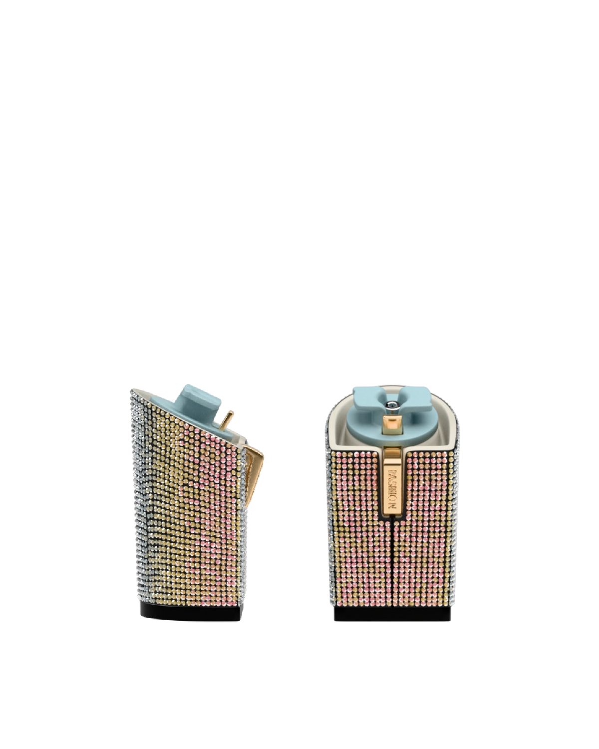 Block Heel Kit 4 Coal Iridescent Rhinestone, 4-inch interchangeable block heel. Pashion convertible heels go from heel to flat and are customizable with interchangeable heel kits.