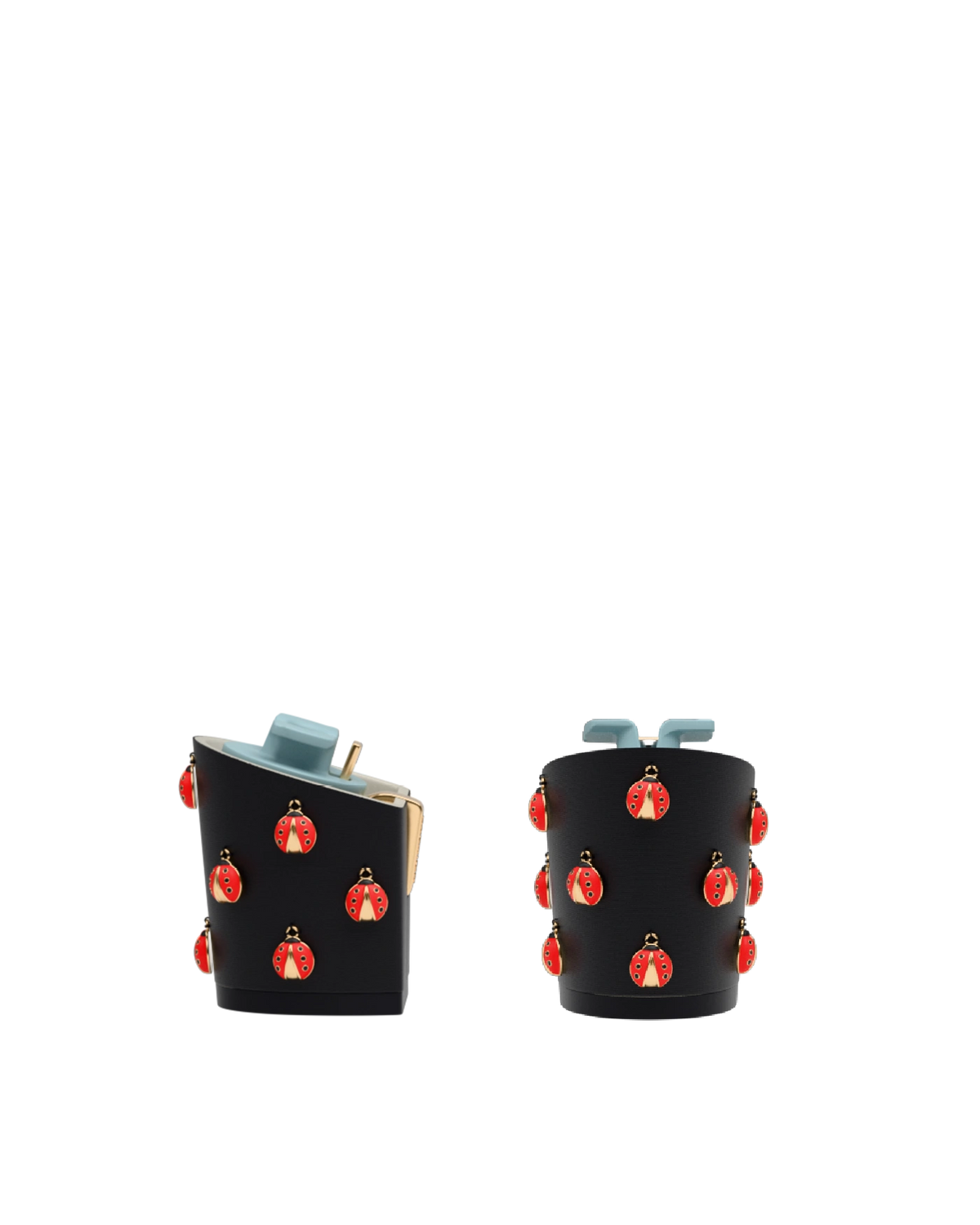 Block Heel Kit 3 Ladybug Charm, back view. Pashion convertible heels go from heel to flat and are customizable with interchangeable heel kits.