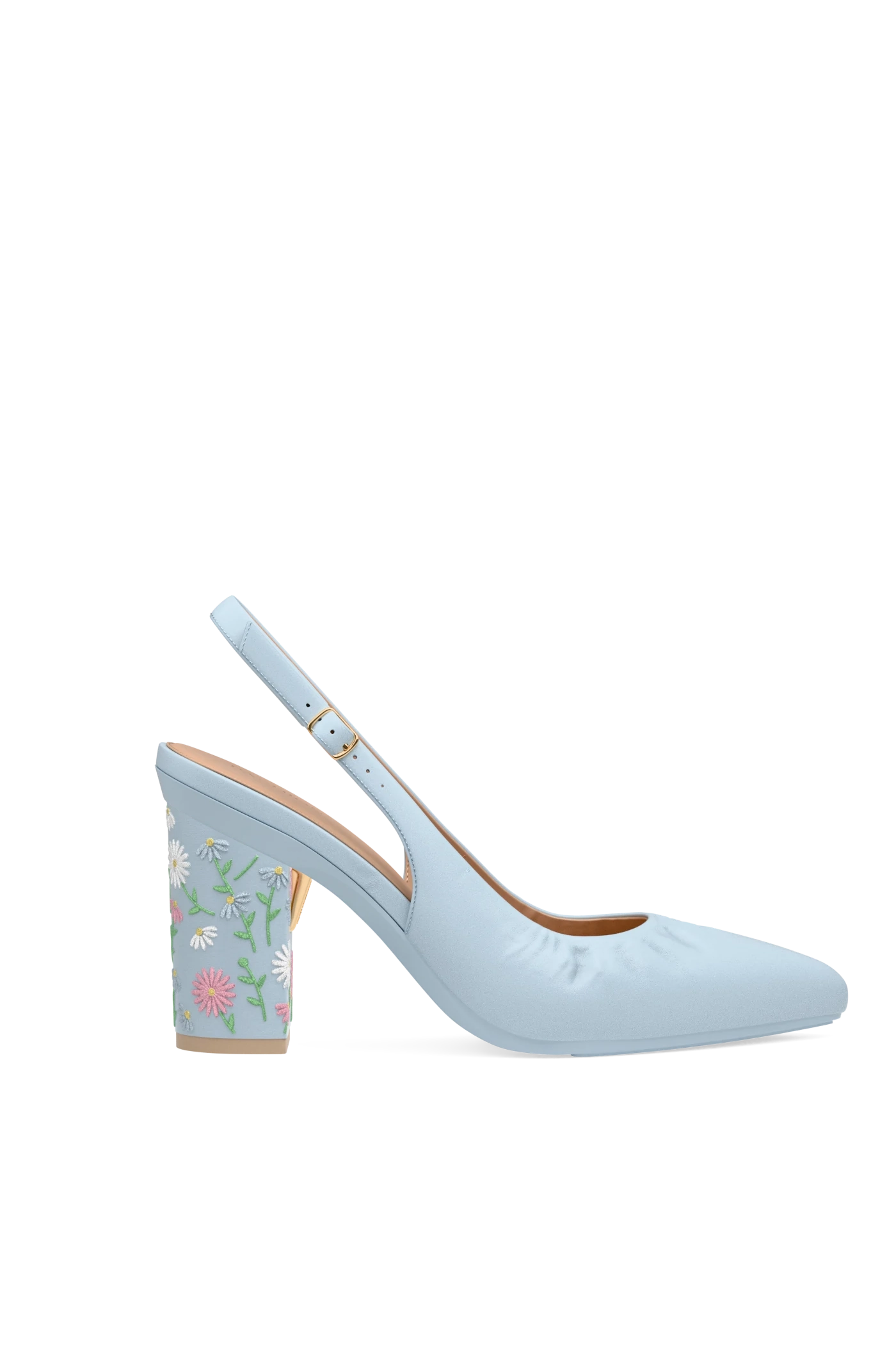 Block Heel Kit 4 Baby Blue Daisy Embroidery