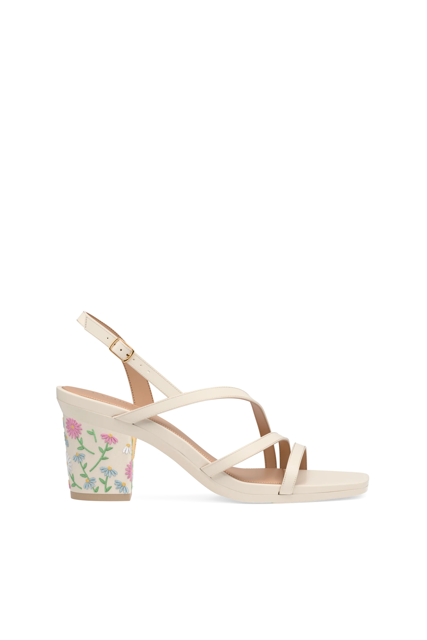 Block Heel Kit 3 Ivory Daisy Embroidery