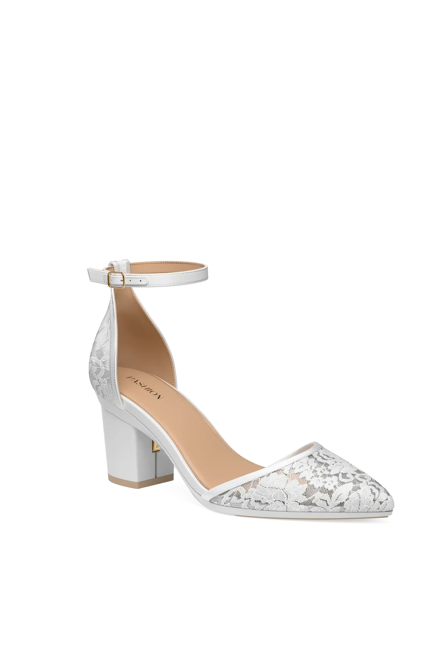 The D'Orsay - White Satin Lace + Block Heel Kit 3 White