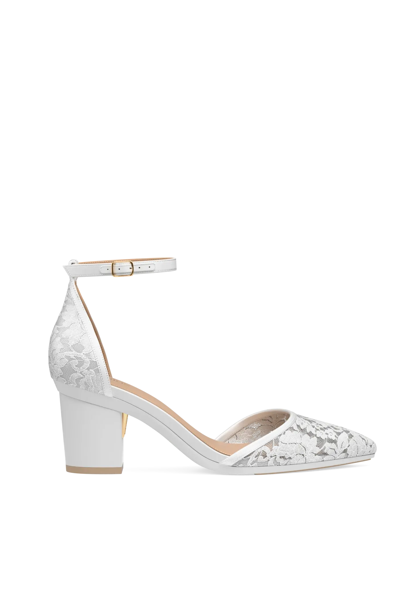 The D'Orsay - White Satin Lace + Block Heel Kit 3 White