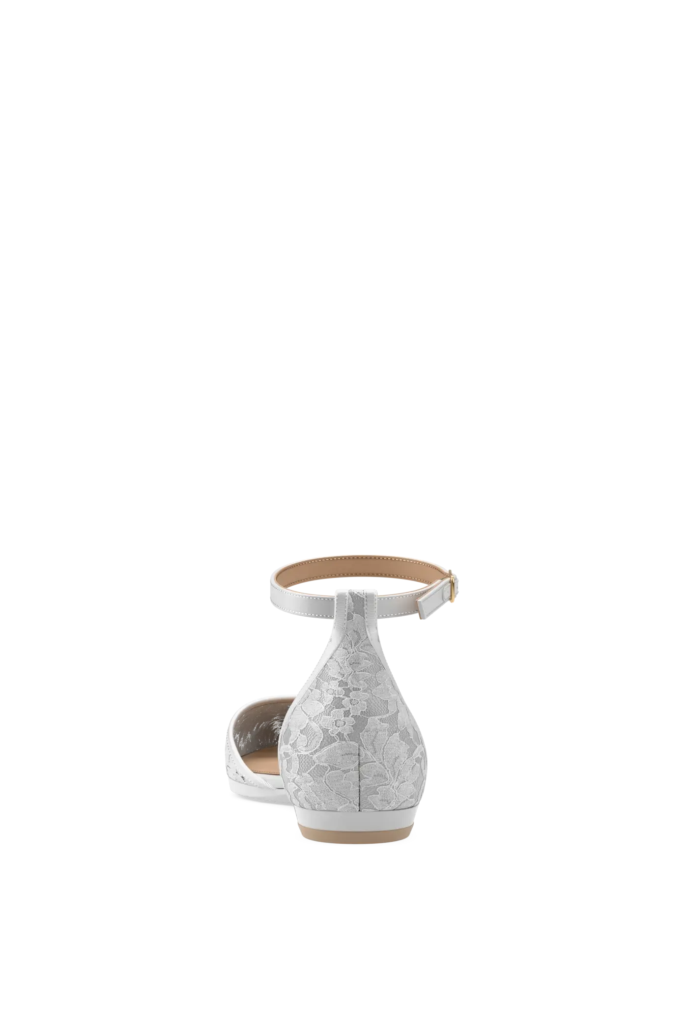 The D'Orsay - White Satin Lace Flat