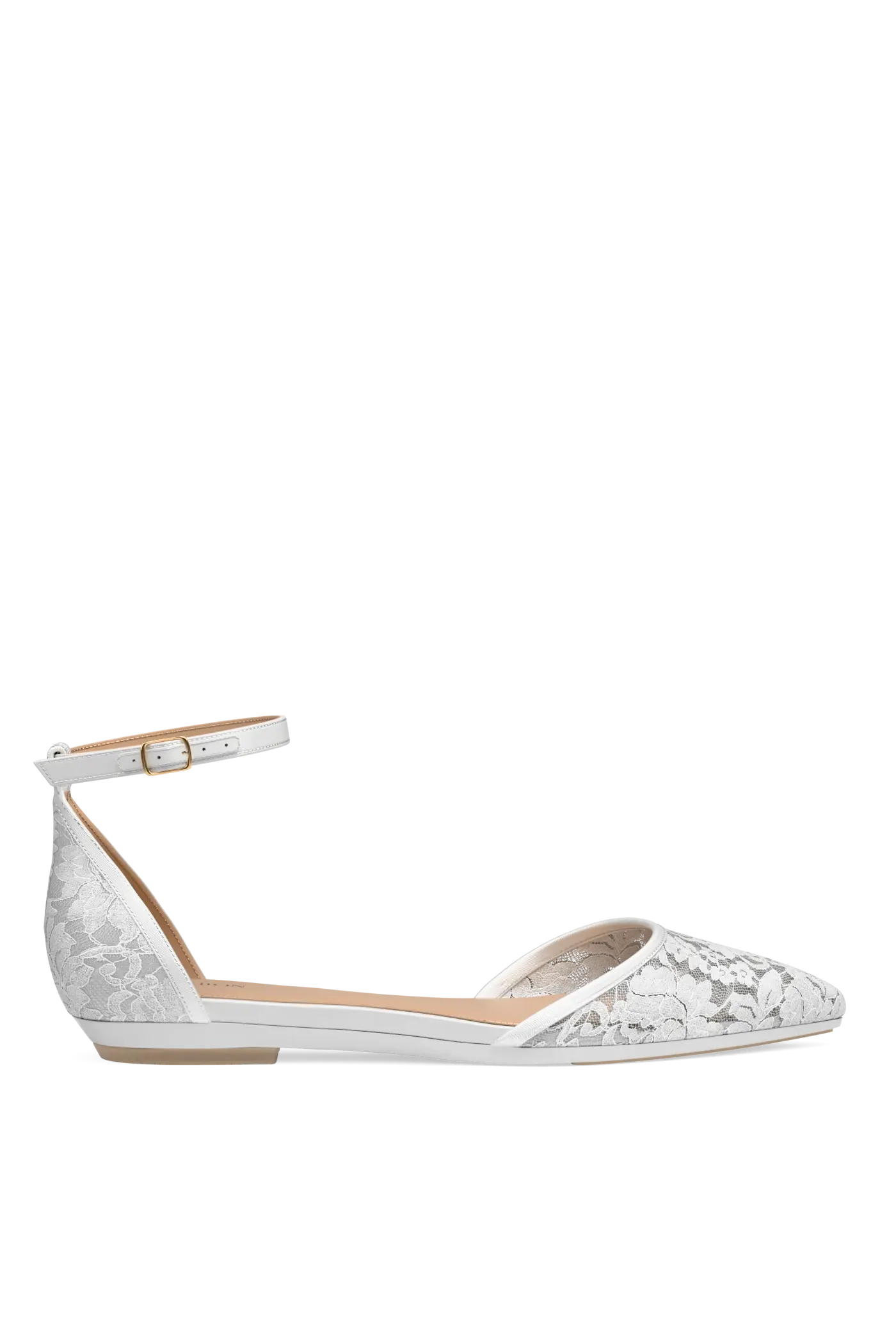 The D'Orsay - White Satin Lace Flat