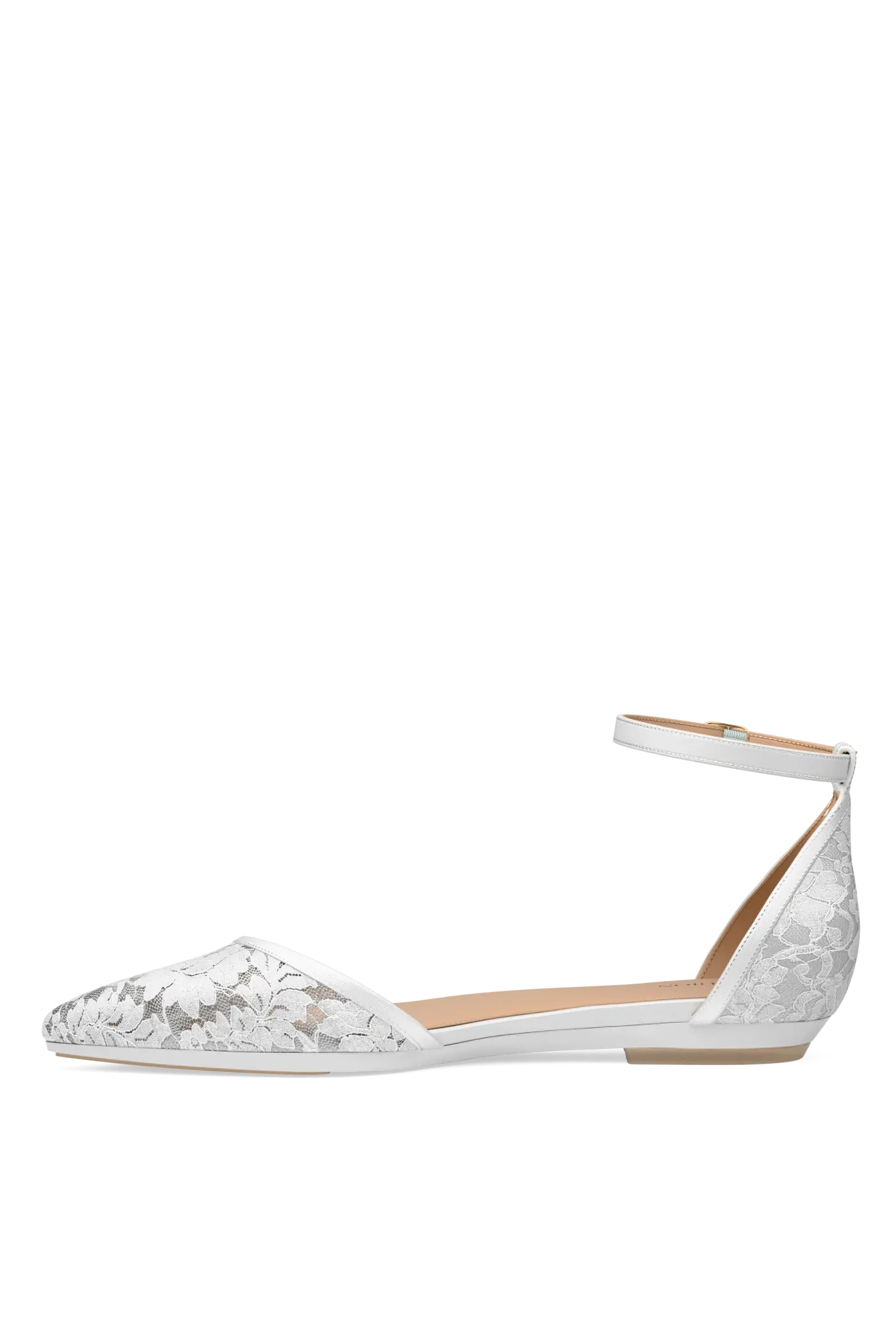The D'Orsay - White Satin Lace Flat