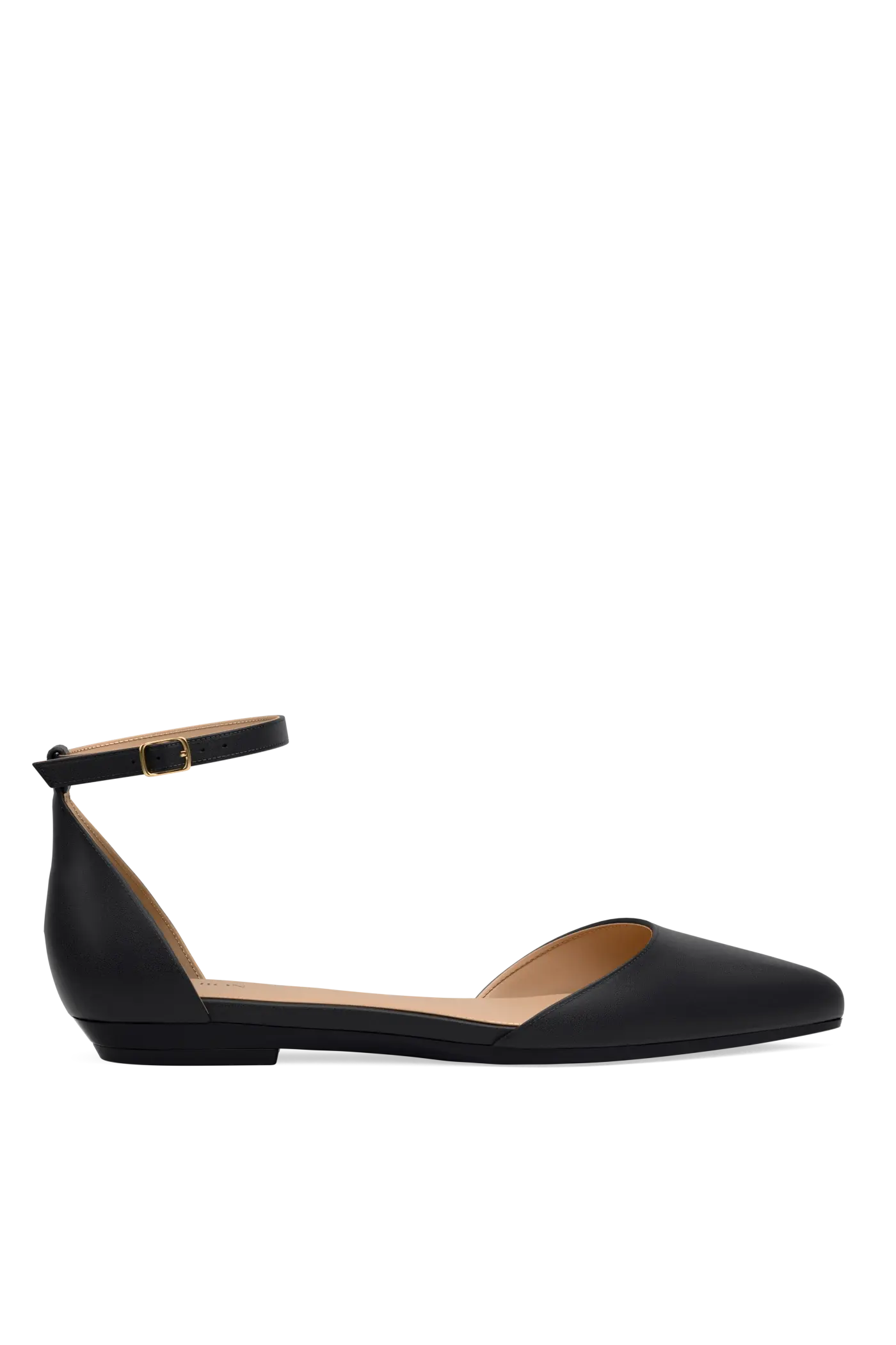 The D'Orsay - Coal Leather Flat