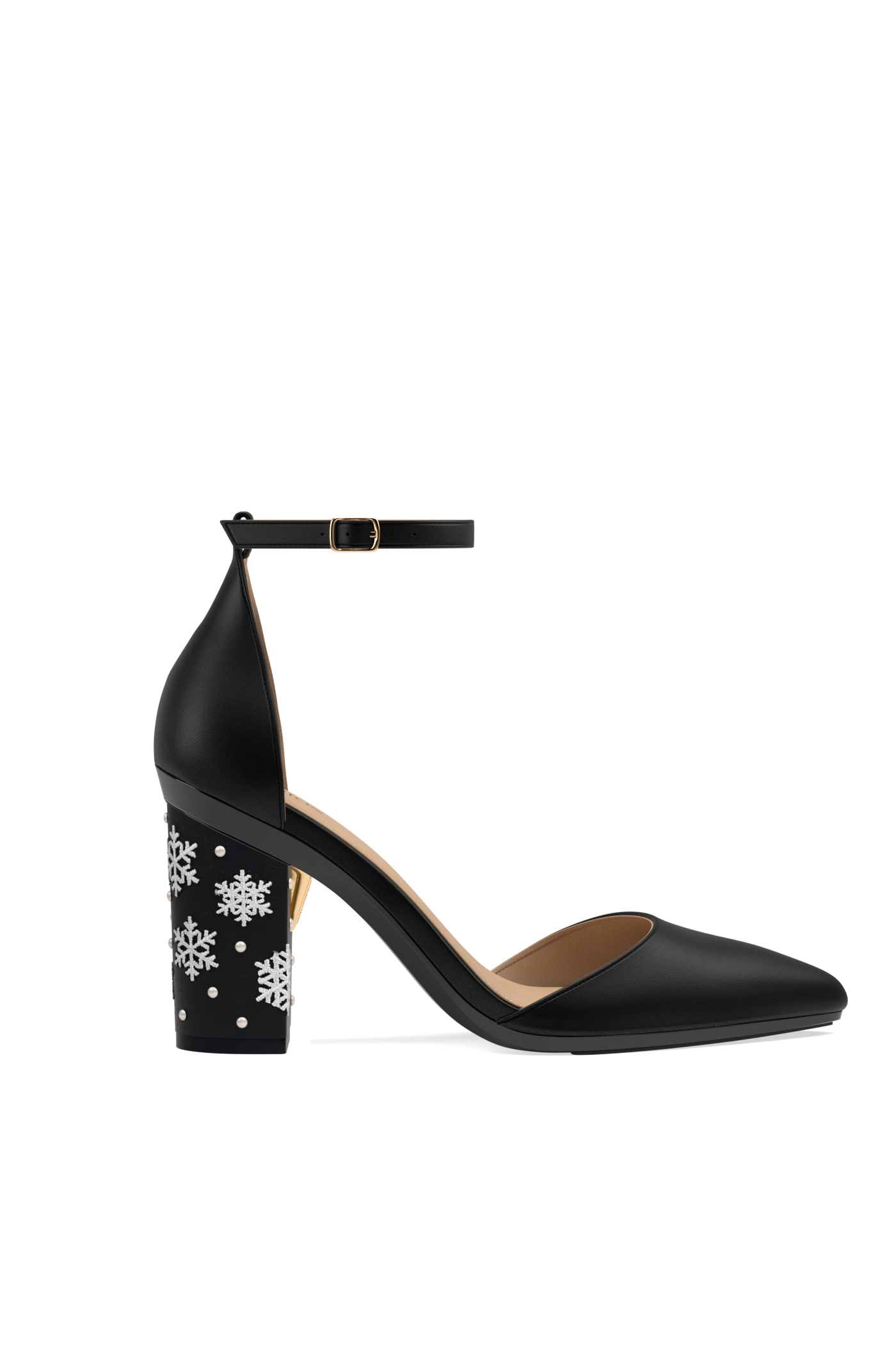 Block Heel Kit 4 Coal Snowflake Embroidery