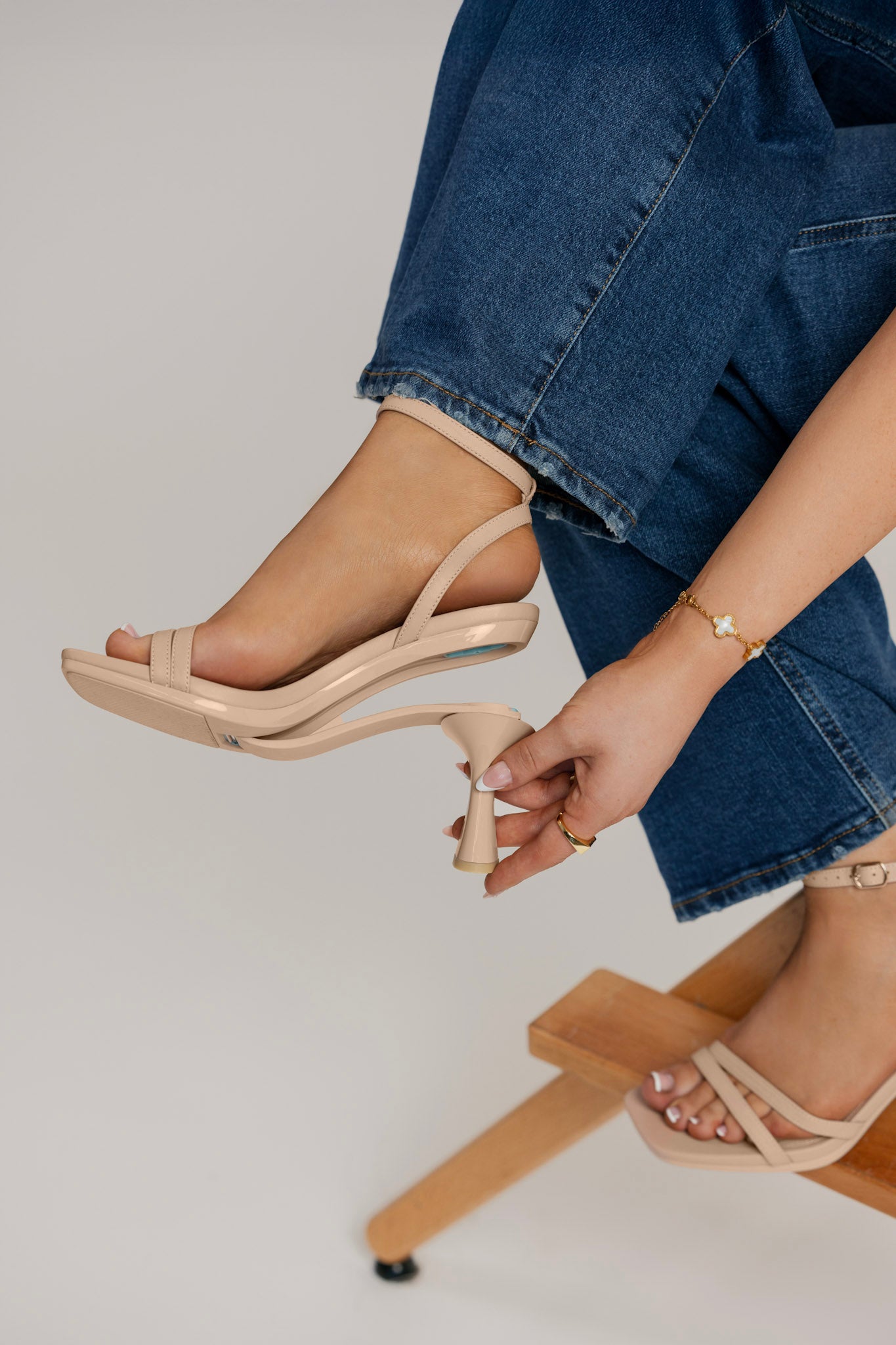 The Emmy - Sand Leather 3 Flare Stiletto