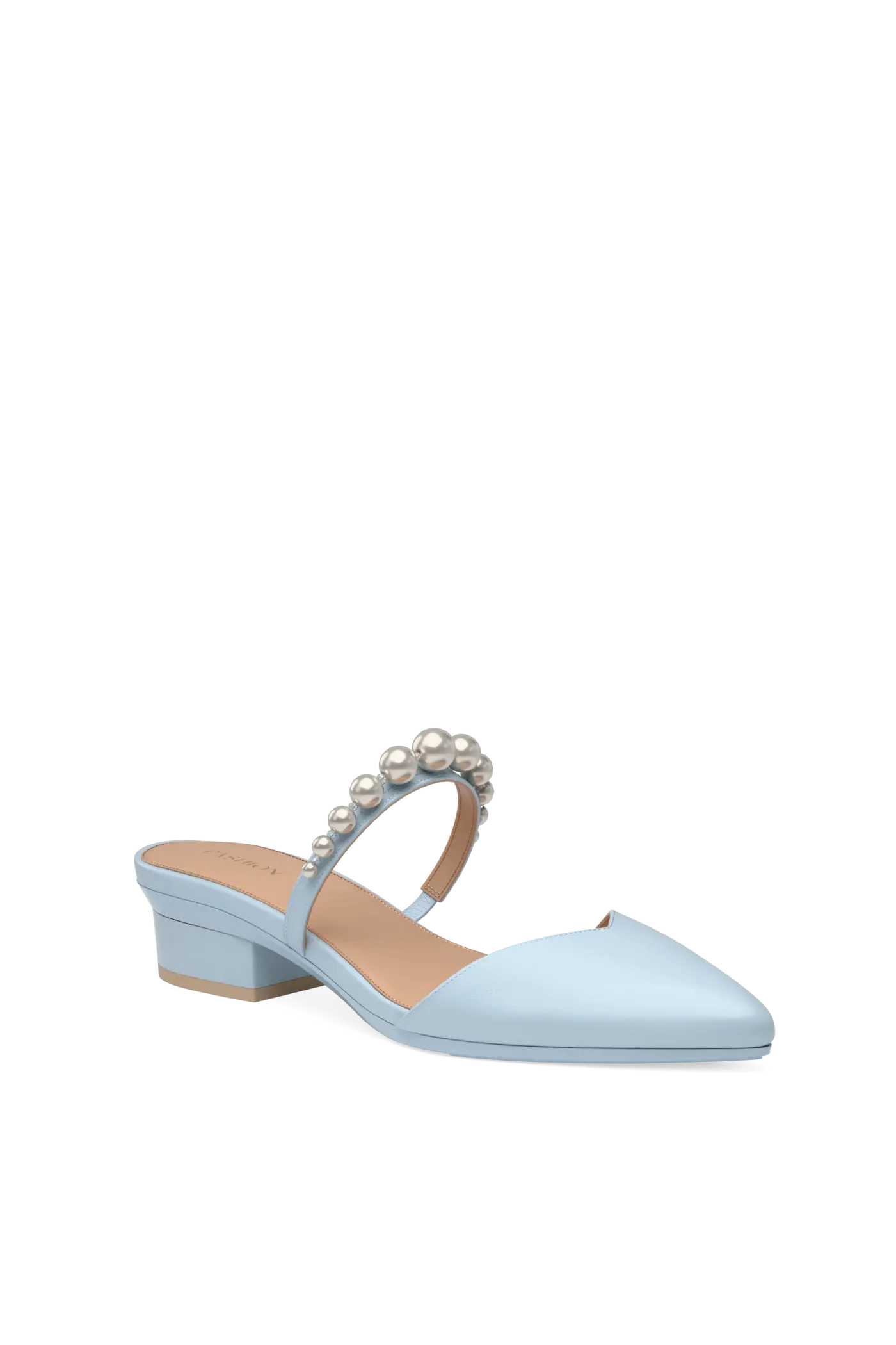 The Evelyn - Baby Blue Satin Pearl Flat