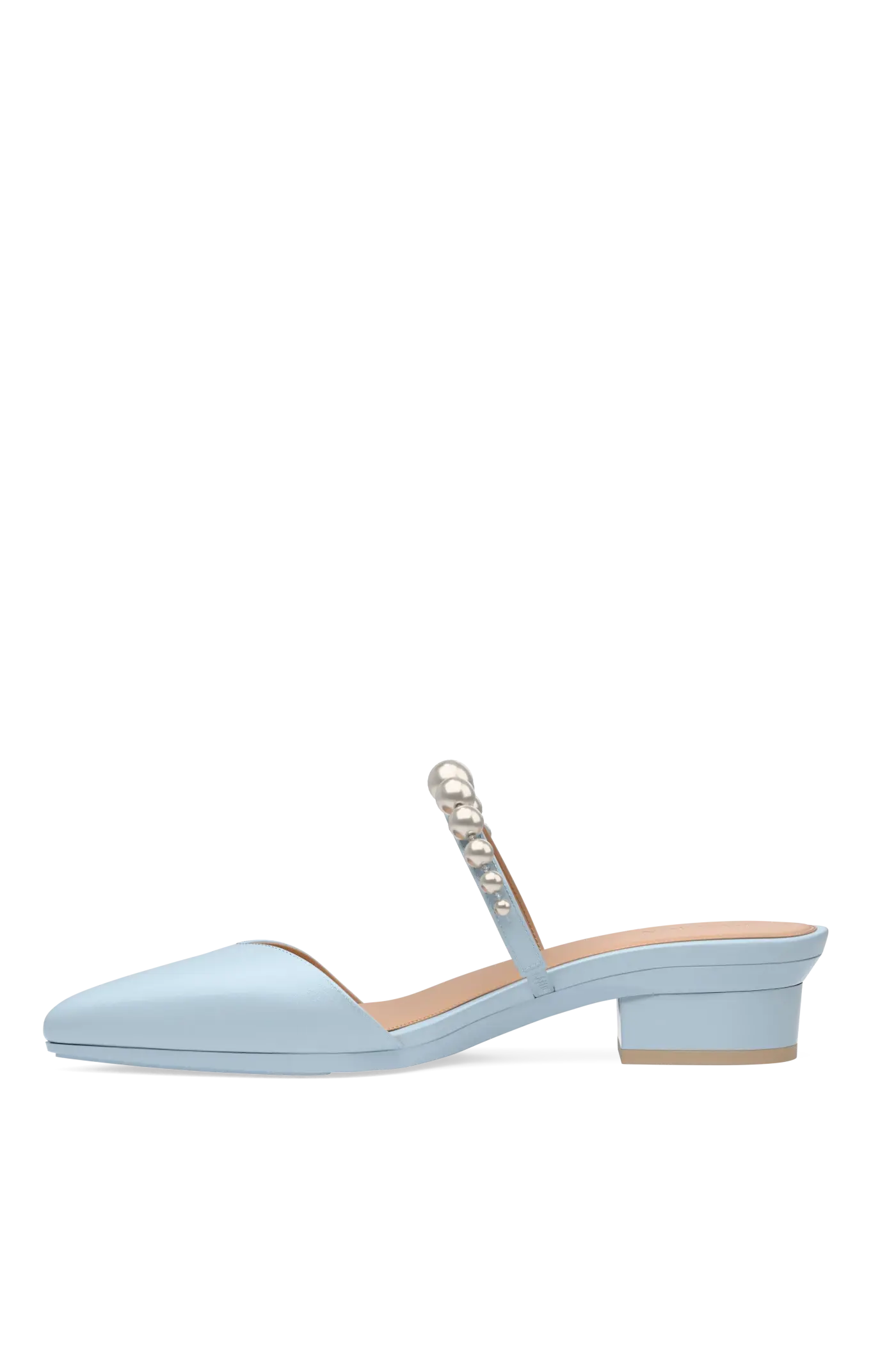 The Evelyn - Baby Blue Satin Pearl Flat