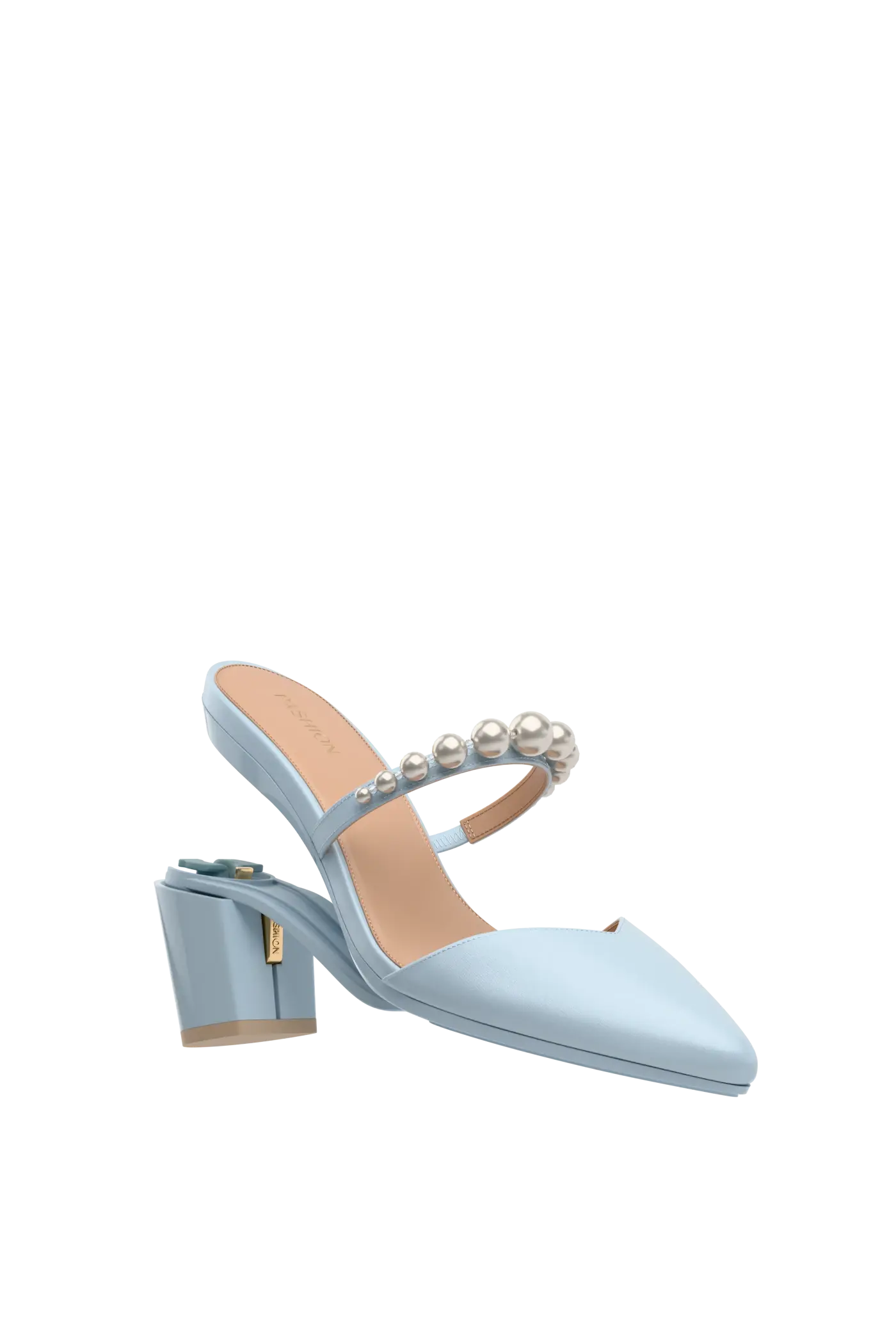 The Evelyn - Baby Blue Satin Pearl 3 Block