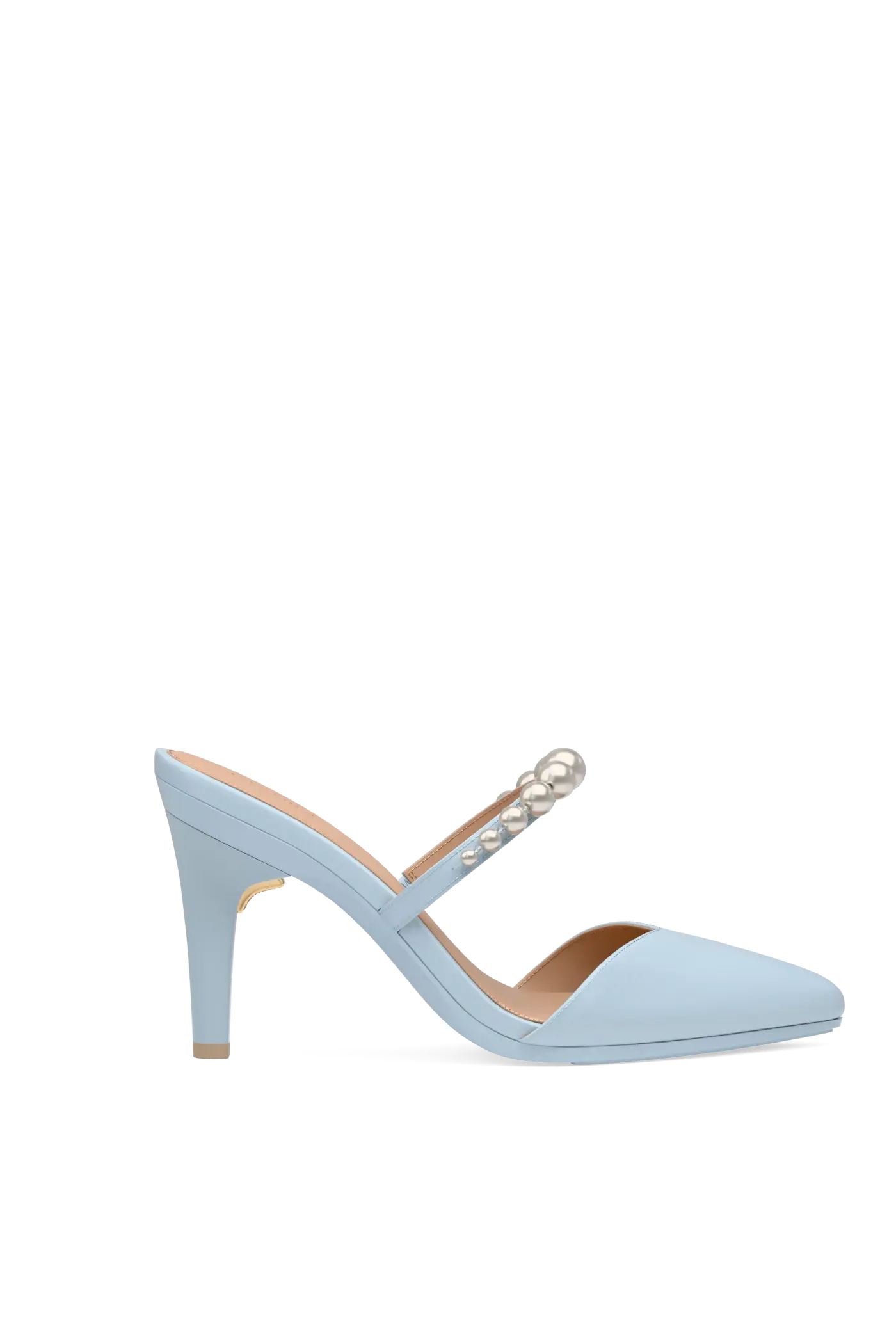 The Evelyn - Baby Blue Satin Pearl 4 Stiletto