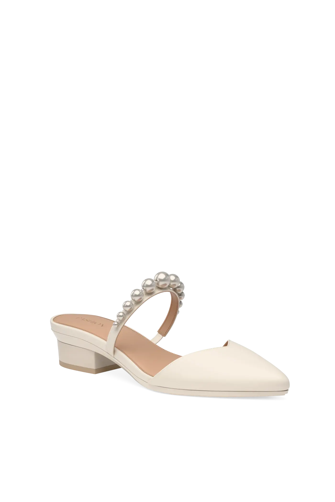 The Evelyn - Ivory Satin Pearl Flat