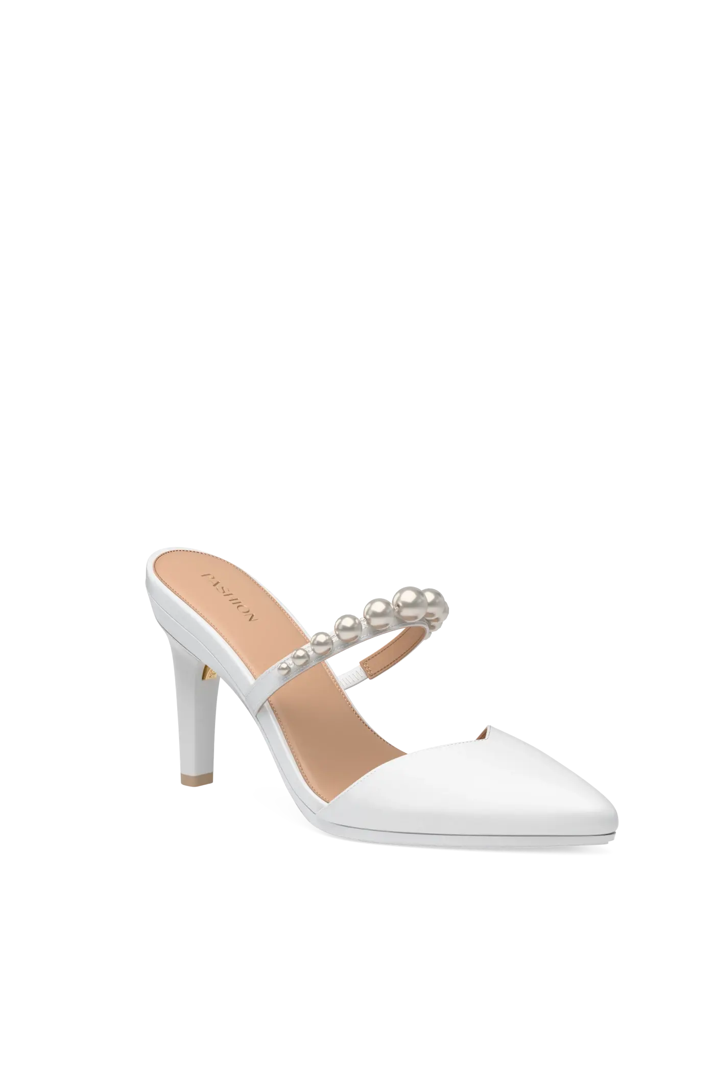 The Evelyn - White Satin Pearl 4 Stiletto